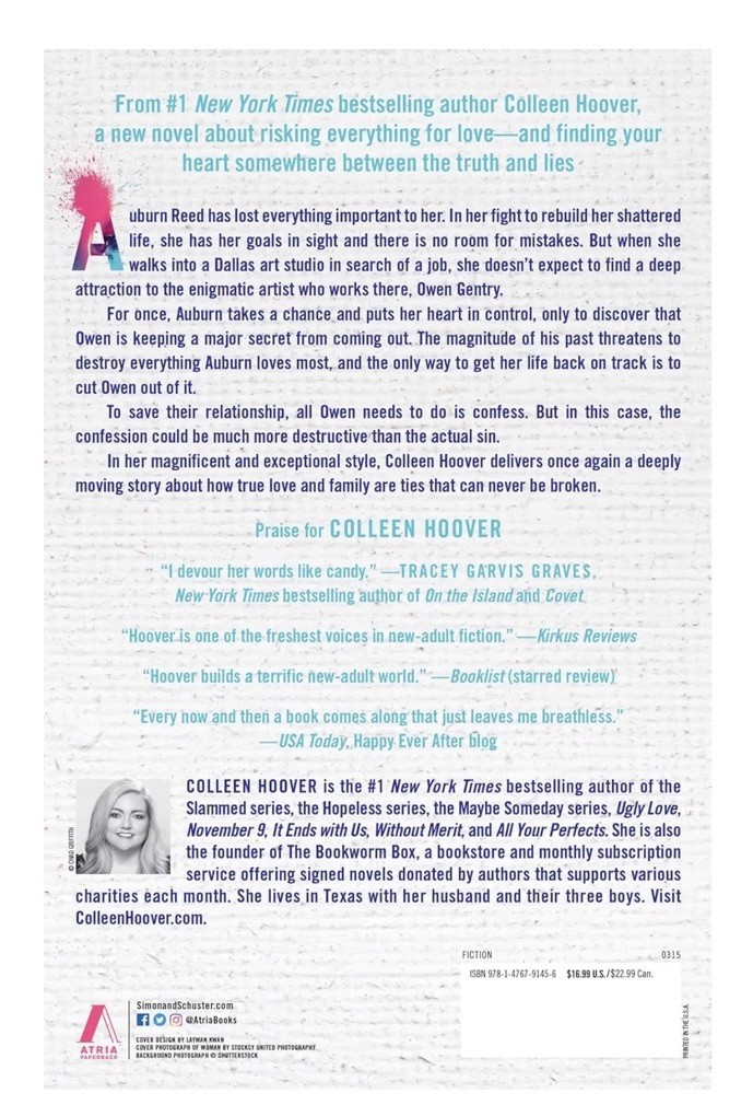 Confess : A Novel by Colleen Hoover (2015, Trade Paperback)