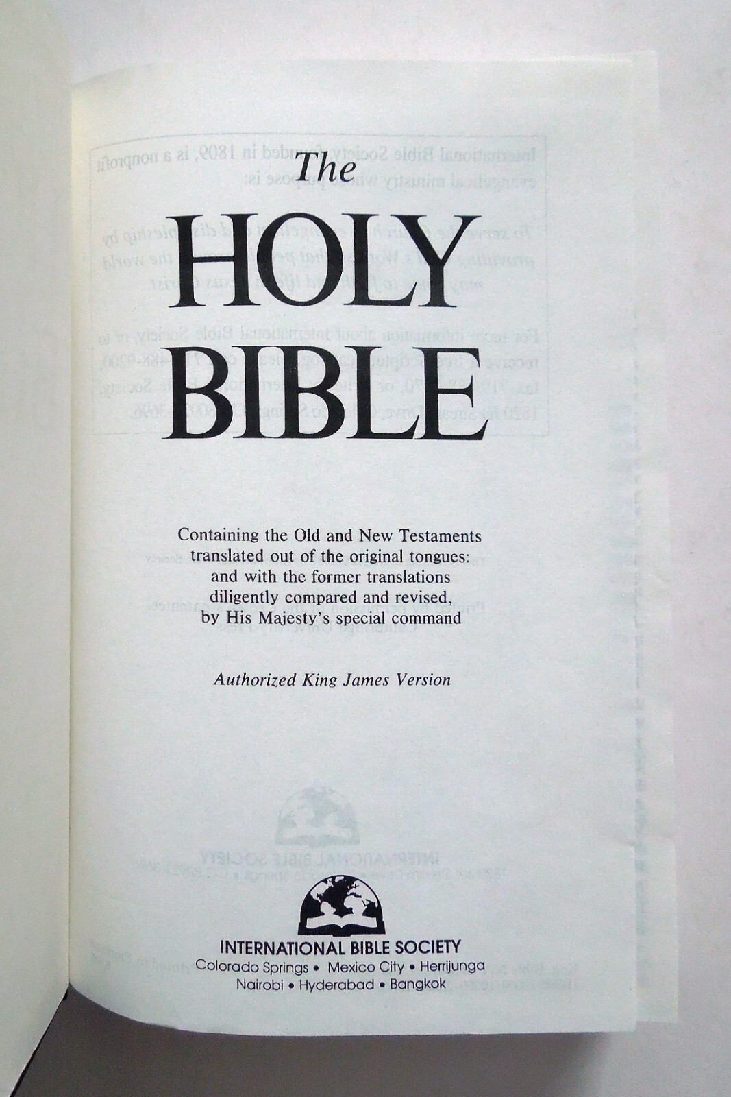 Holy Bible (King James Version) – hc, International Bible Society