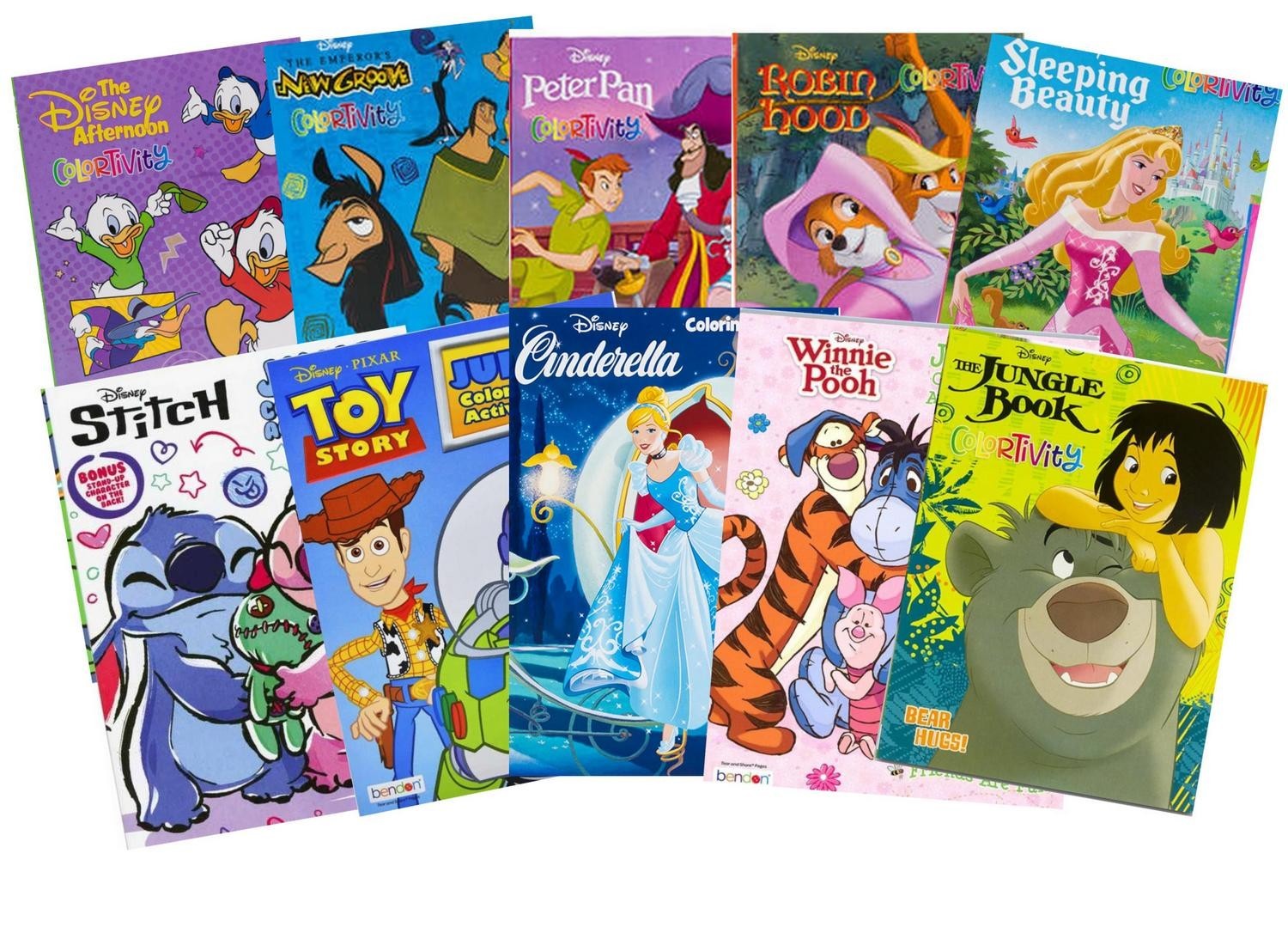 10 Disney Coloring Books Classic Movie Characters Full Size Books 700 Pages