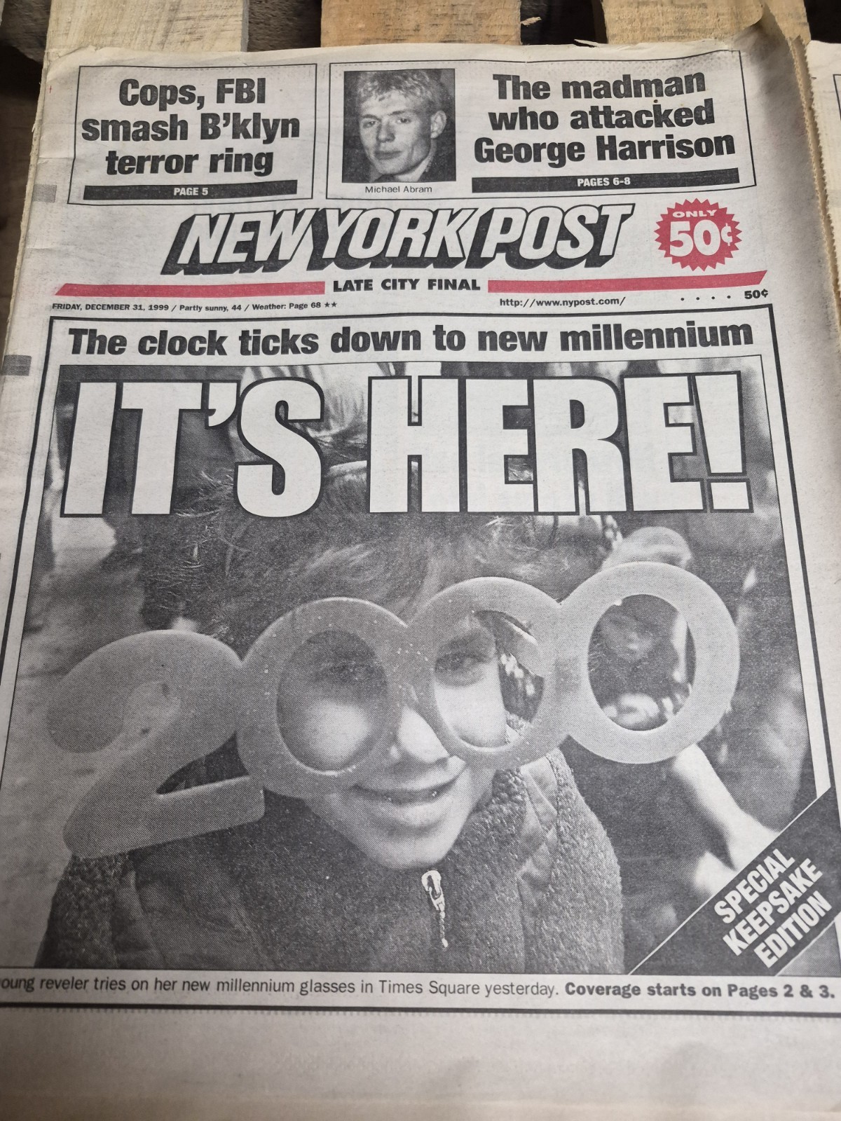 Dec 31,1999 & January 1, 2000 New York Post Newspapers Year 2000 Special Edition