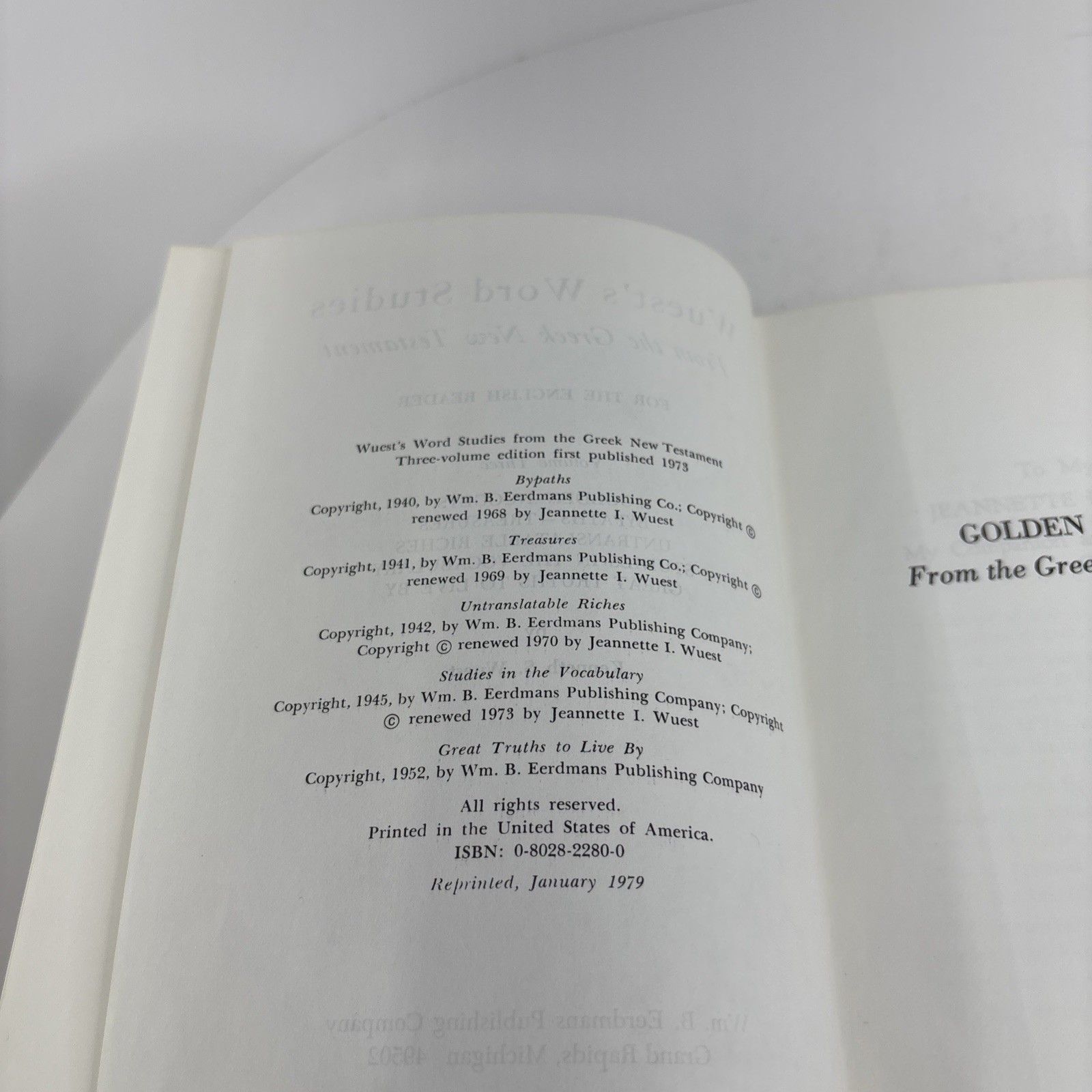 Word Studies in the Greek New Testament by Kenneth S. Wuest Vol 1-3 Only 1973
