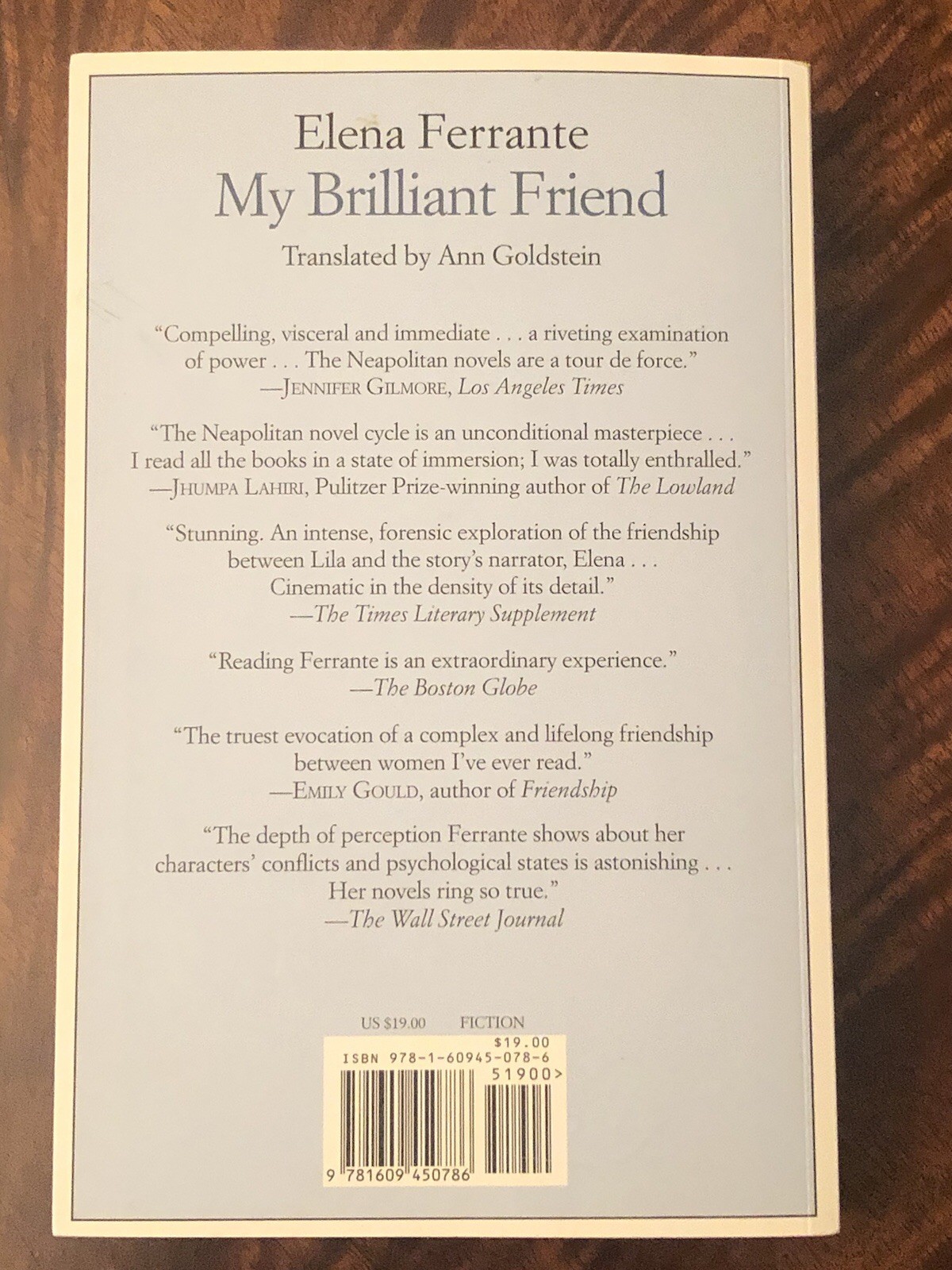 My Brilliant Friend by Elena Ferrante Paperback. Excellent Like New Condition