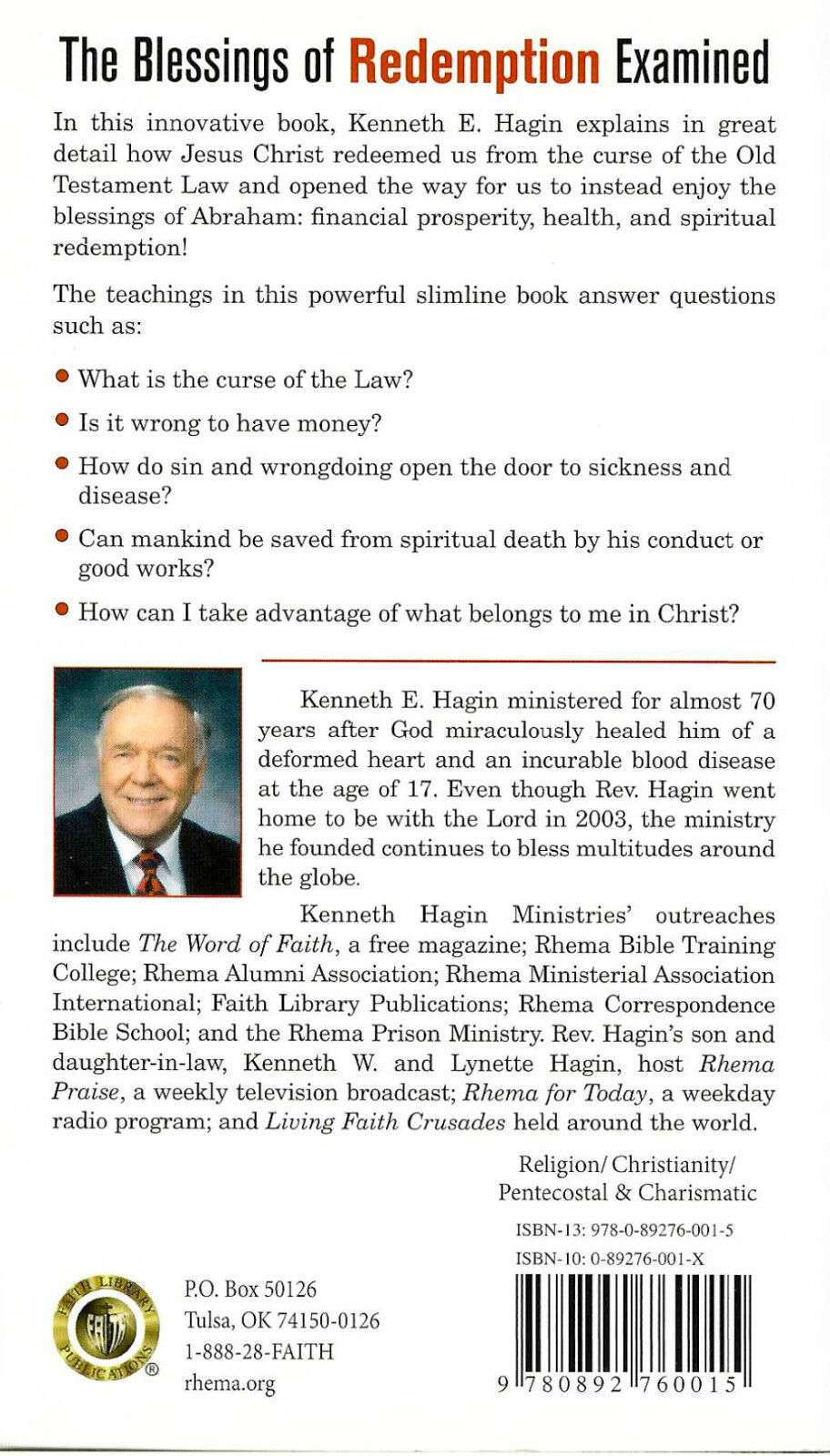 Redeemed From Poverty Sickness & Spiritual Death – by Kenneth E Hagin, Sr.