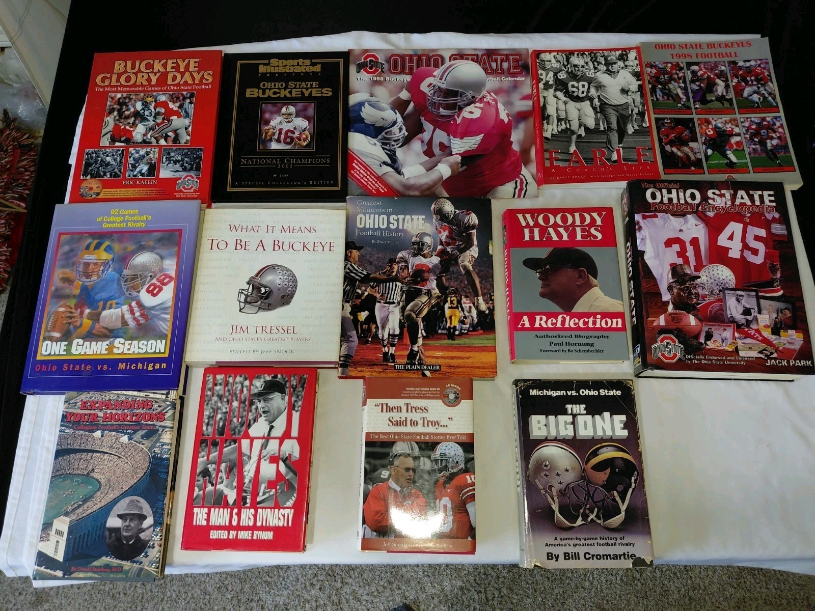 Lot Of 14 Vintage Ohio State Buckeyes Football Books- Tressel- Woody Hayes Etc.