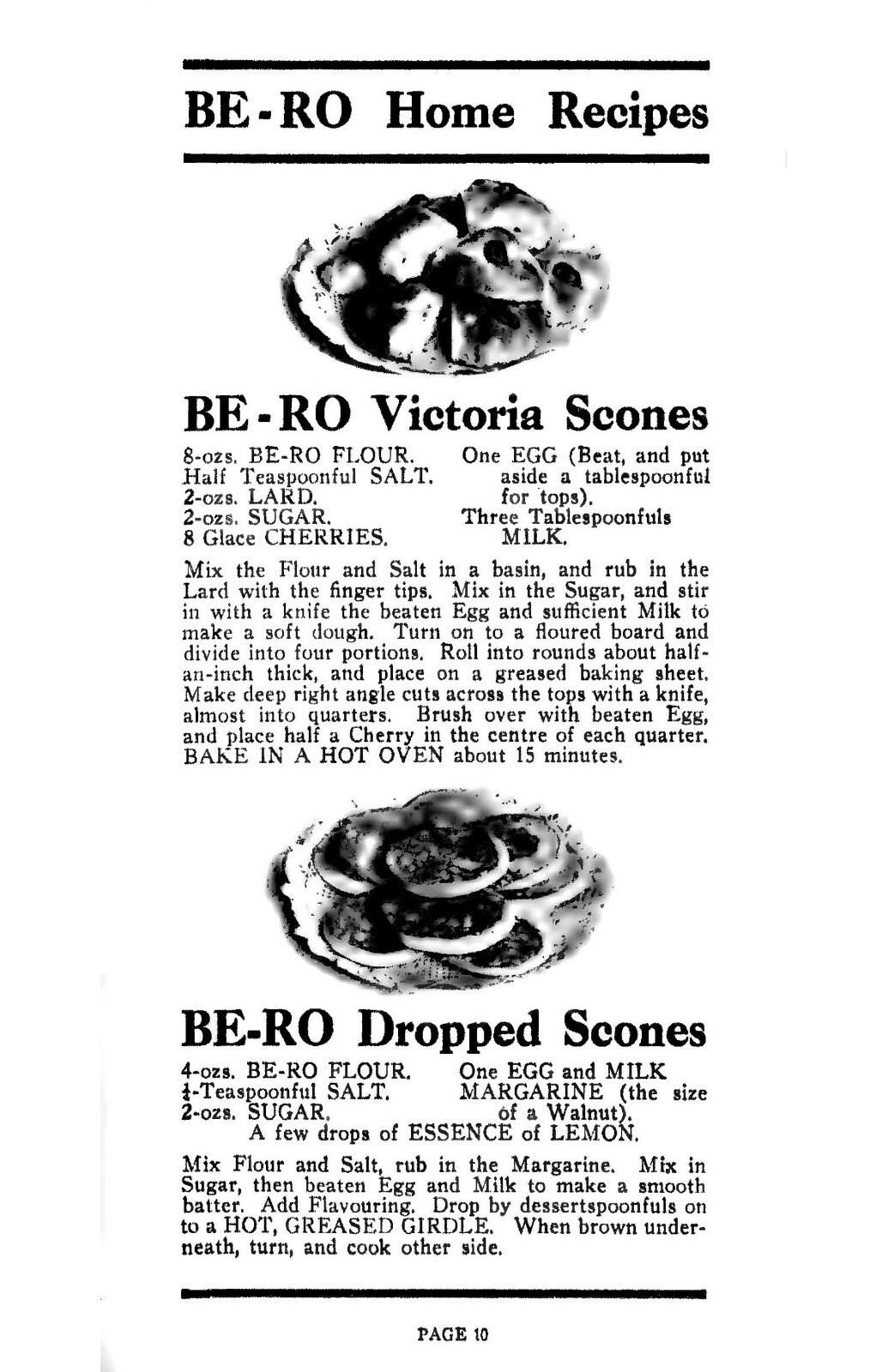 1923 Be-Ro Home Recipes Vintage Cook Book 40 Pages