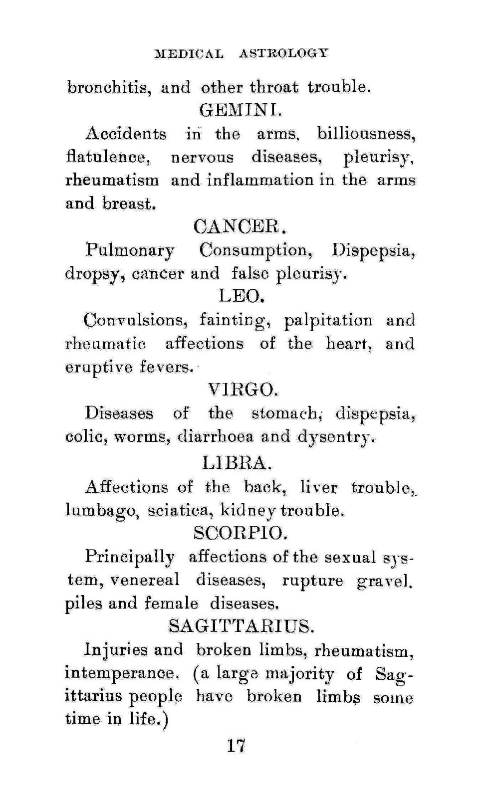 Medical Astrology „1899“ 71 Pages
