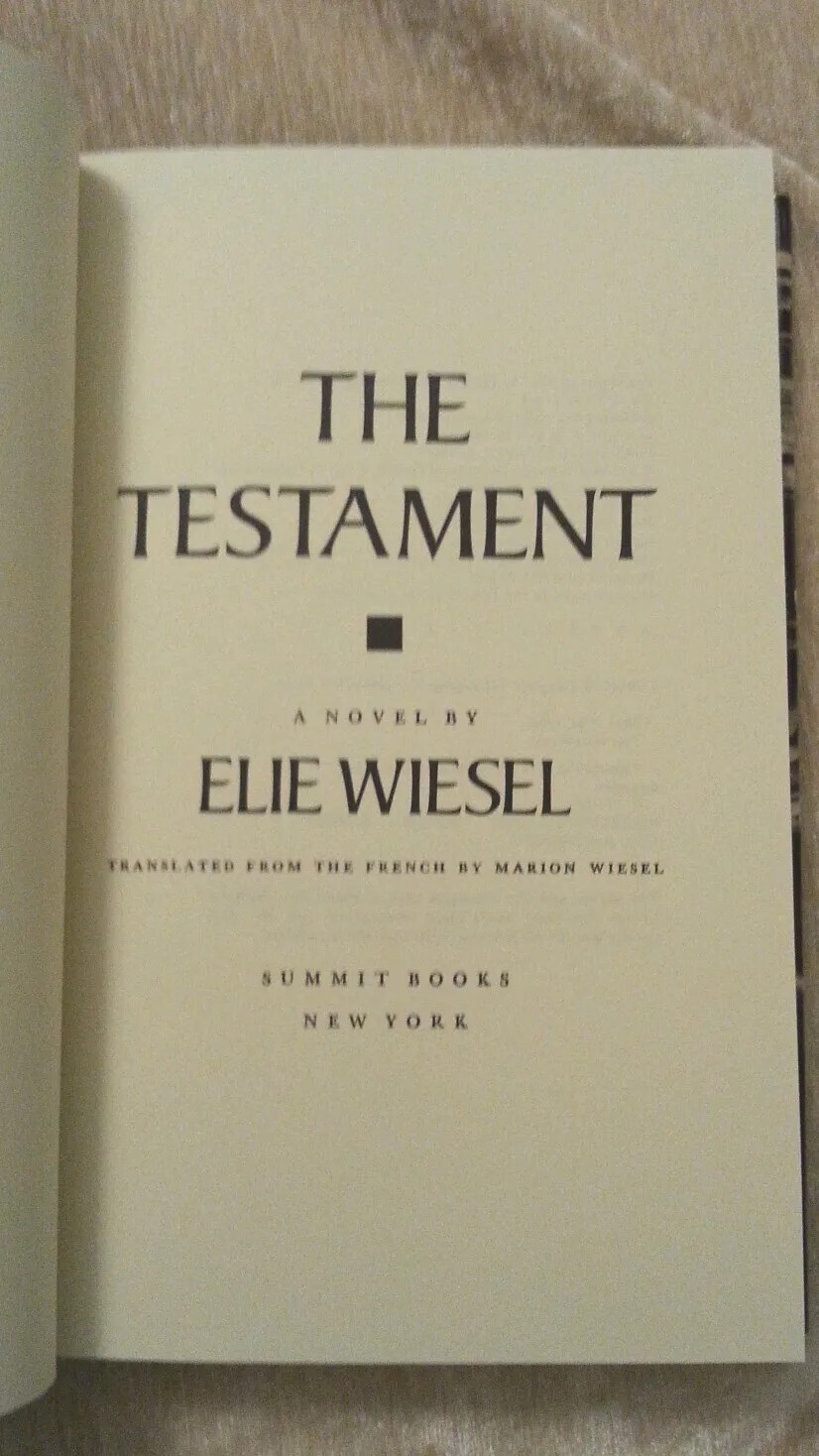 The Testament by Elie Wiesel Vintage 1981 HCDJ 1st Amer. Ed 1st Printing