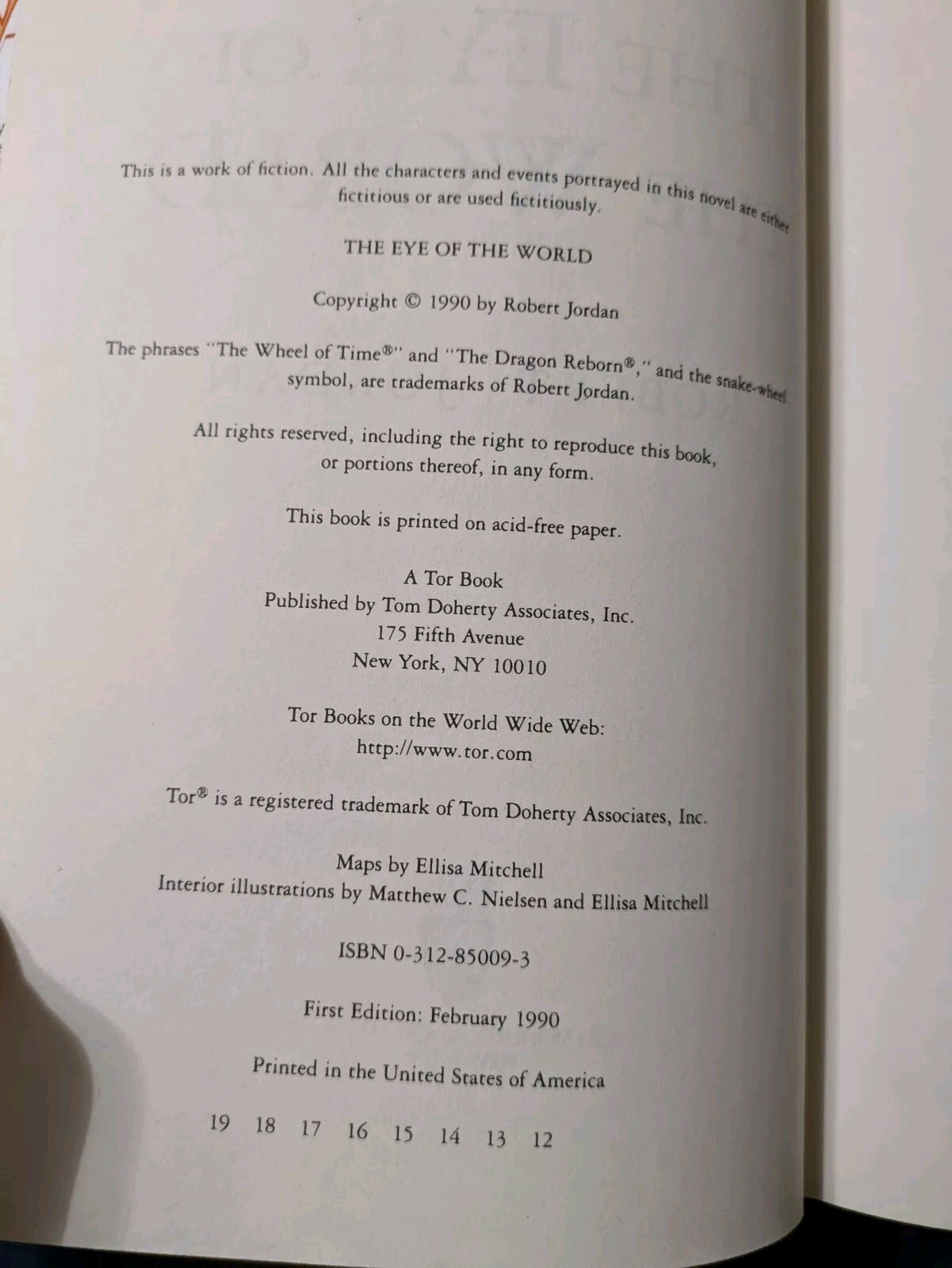 Eye of the World by Robert Jordan 1st Edition 12th Printing Wheel Of Time Series