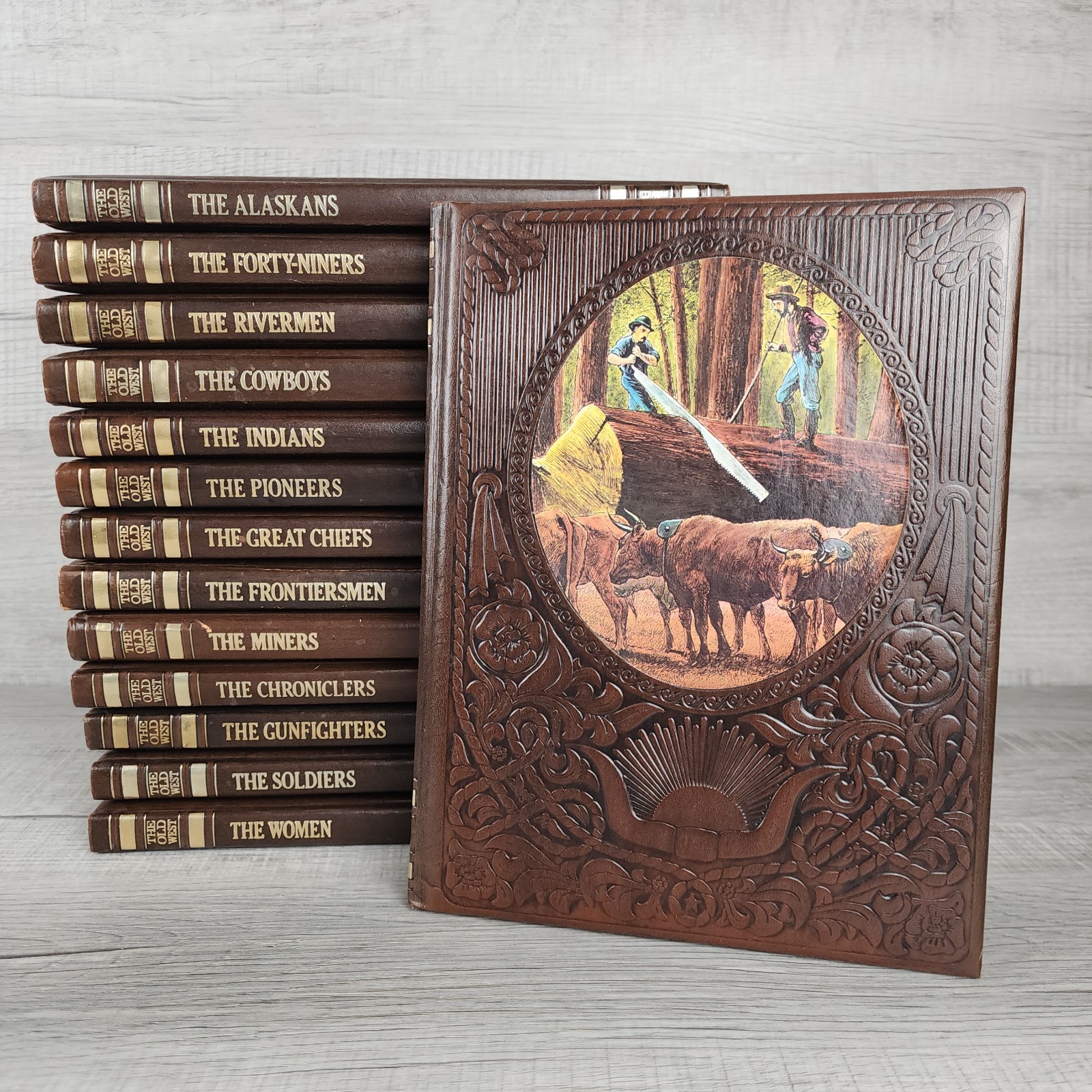 Lot of 14 Time Life Books The Old West Series Hardcover Brown Faux Leather