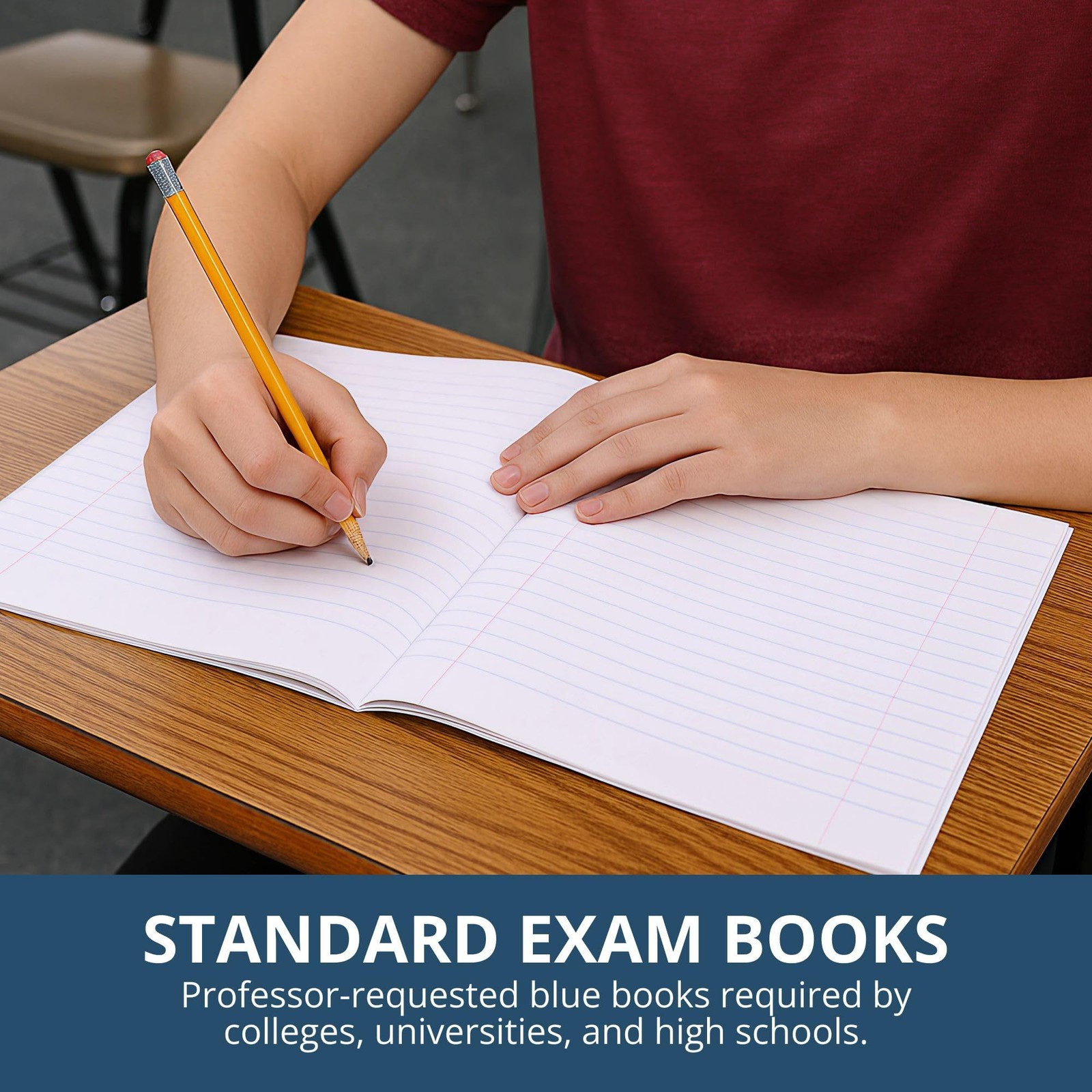 Exam Blue Books, 50 School Examination Booklets, 8.5″ x 7″, 6 Sheets/12 Pages…