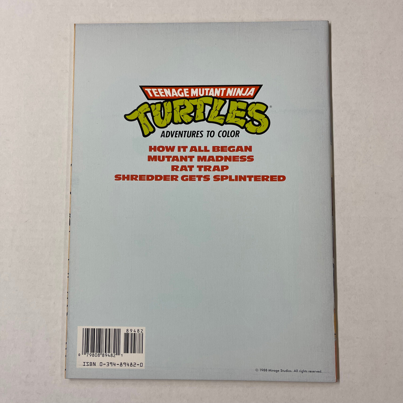 Teenage Mutant Ninja Turtles Shredder Coloring Book 1988 Vintage TMNT 48 Pages