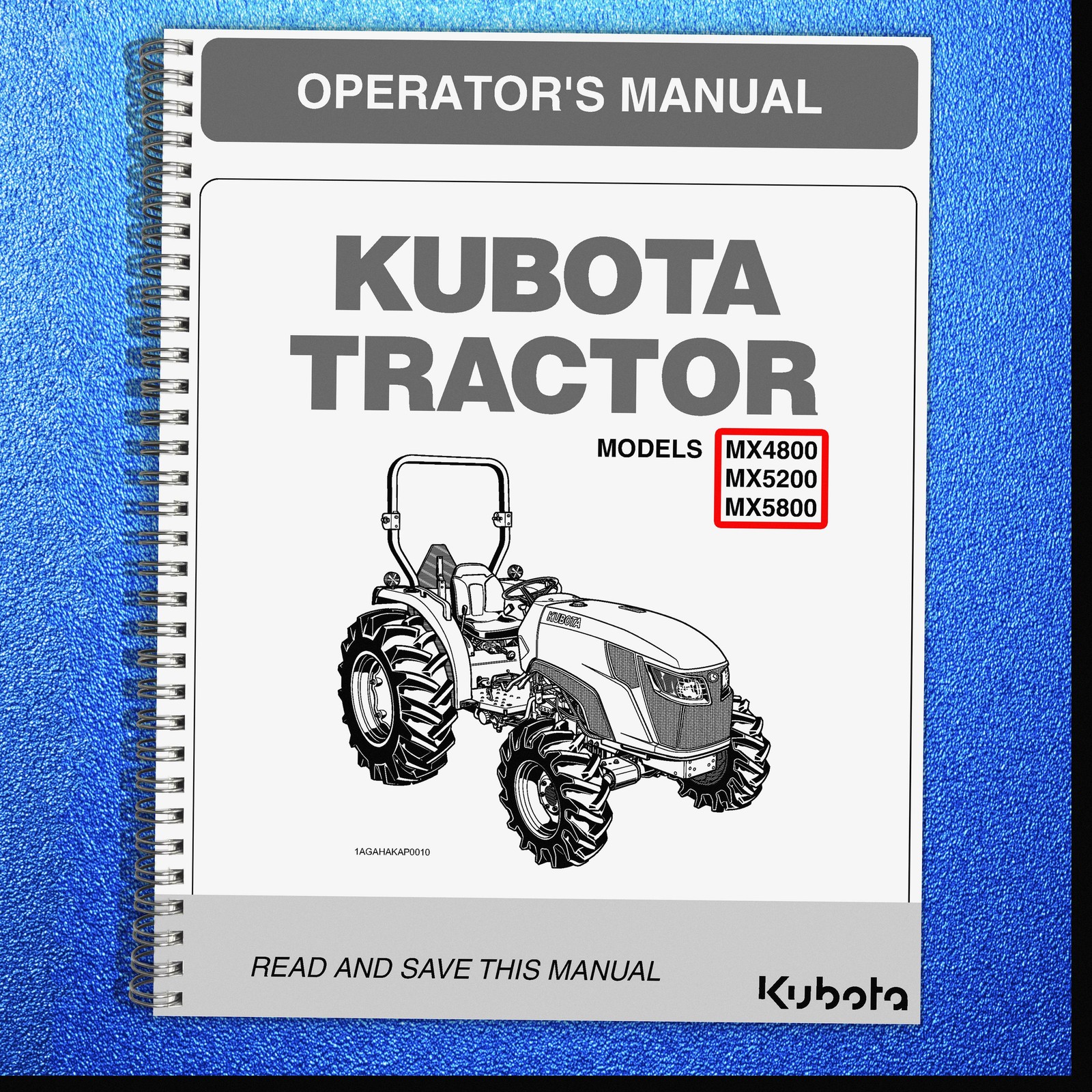 KUBOTA MX4800 MX5200 MX5800 OPERATORS MANUAL – WIRE FIXED – RUGGED COVERS