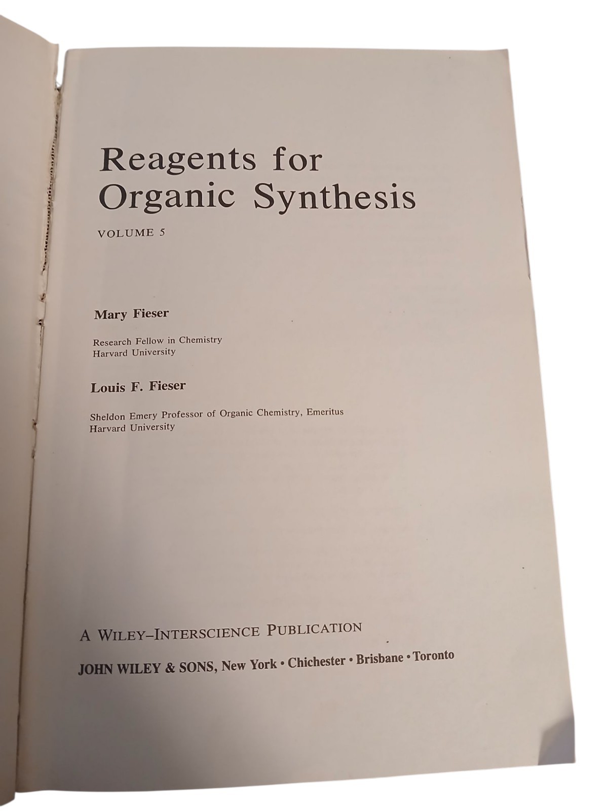 Reagents For Organic Synthesis Vol 5 By Mary Fieser Hardcover 1975