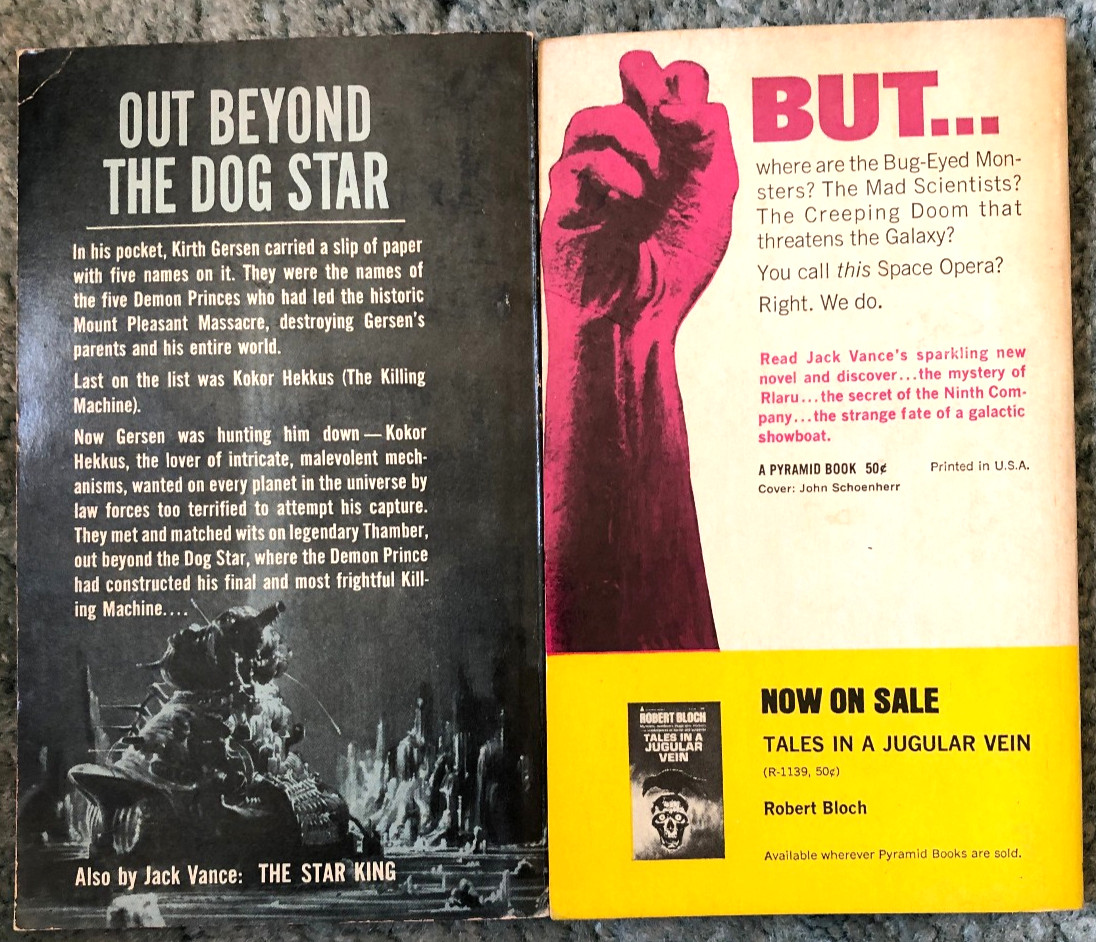 Jack Vance books, The Killing Machine & Space Opera