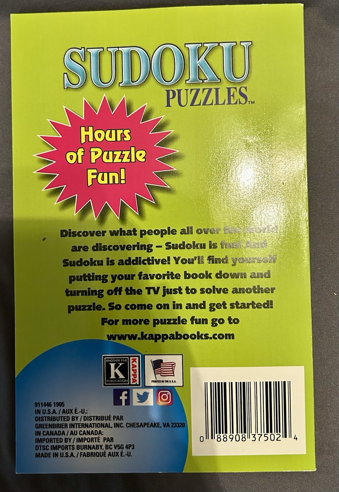 Kappa Sudoku Puzzle #373 Volume 411 New, English & Spanish Paperback Book