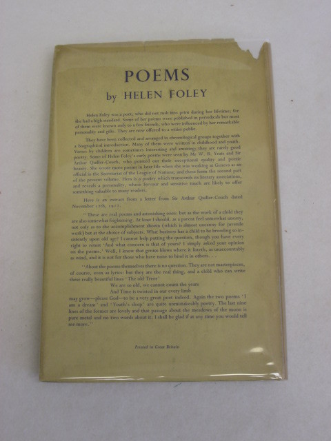 Helen Foley POEMS The Macmillan Company 1939 HC/DJ