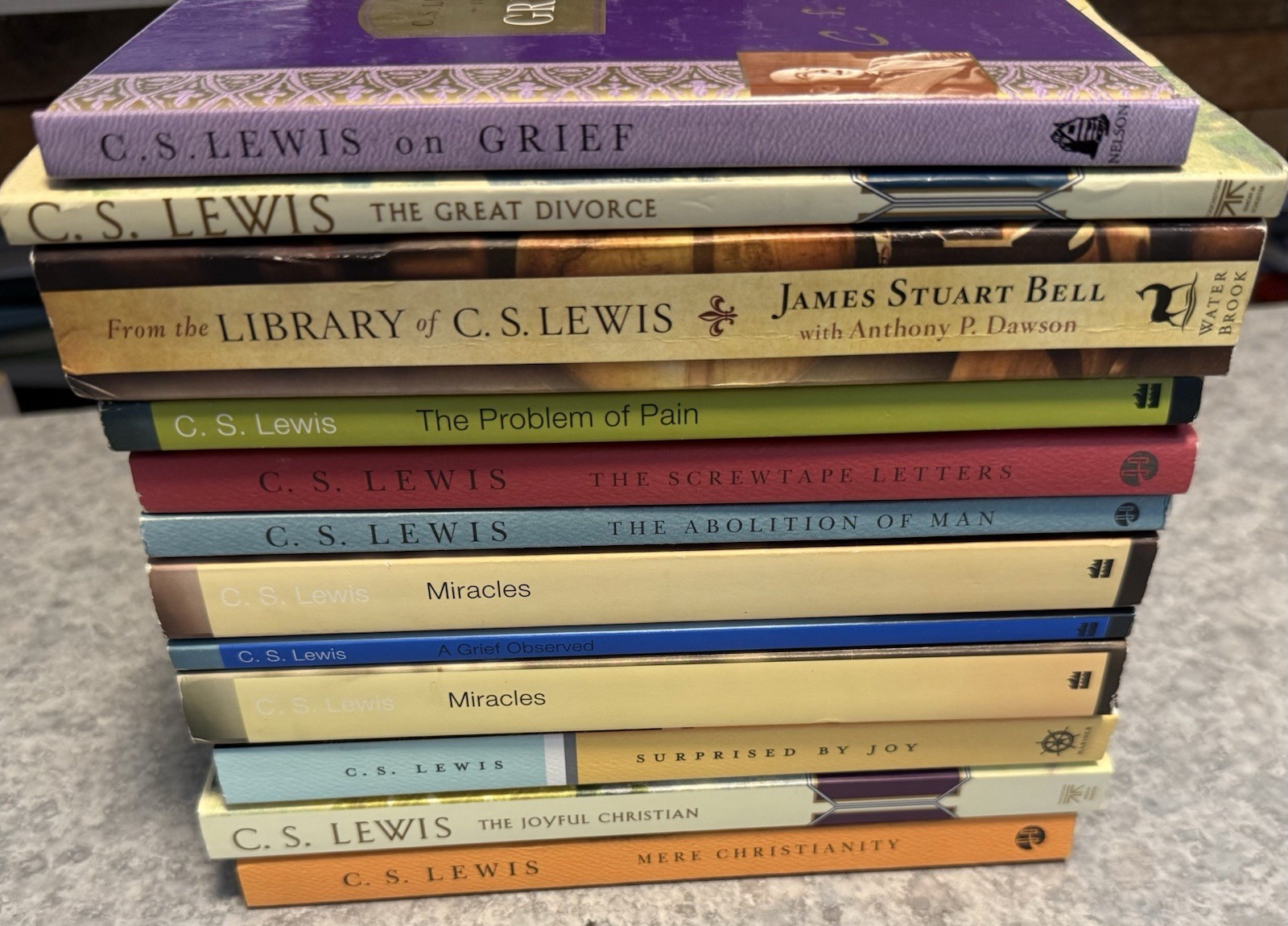 Lot Of 12 C.S. Lewis Books Screwtape Mere Christianity Problem Of Pain