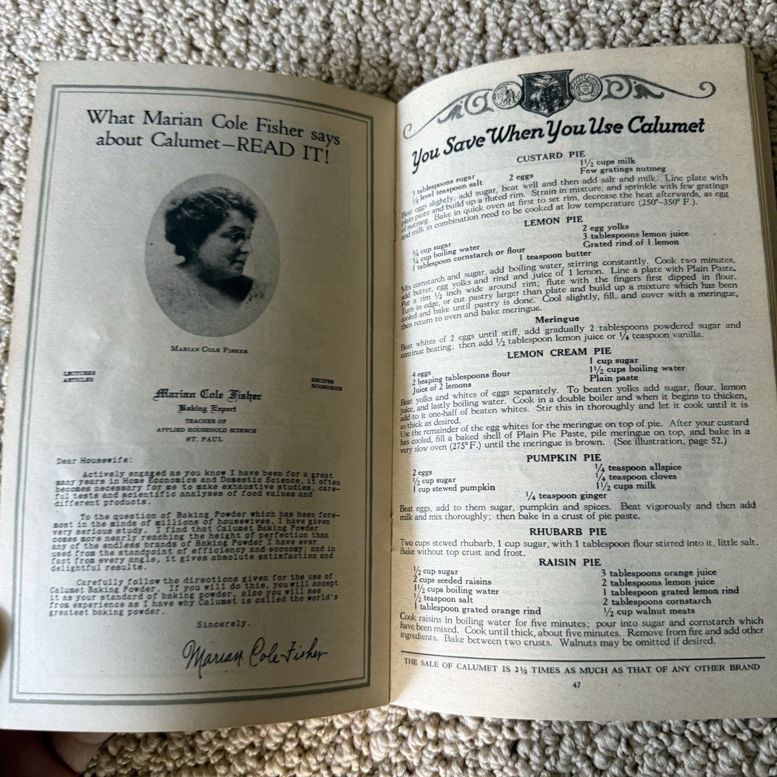 Antique Calumet Baking Powder Cookbook 16 Ed 1920s Recipes Photos Chicago IL vtg