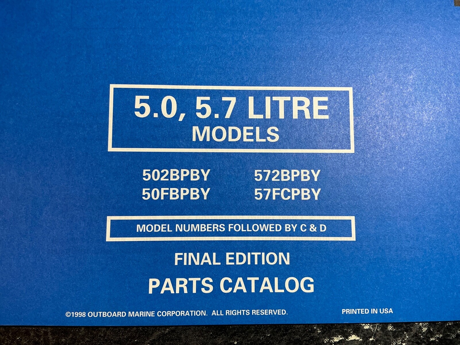 1998 OMC 5.0L 305 C.I. & 5.7L 350 C.I GM V8 Stern Drive Models Parts Catalog