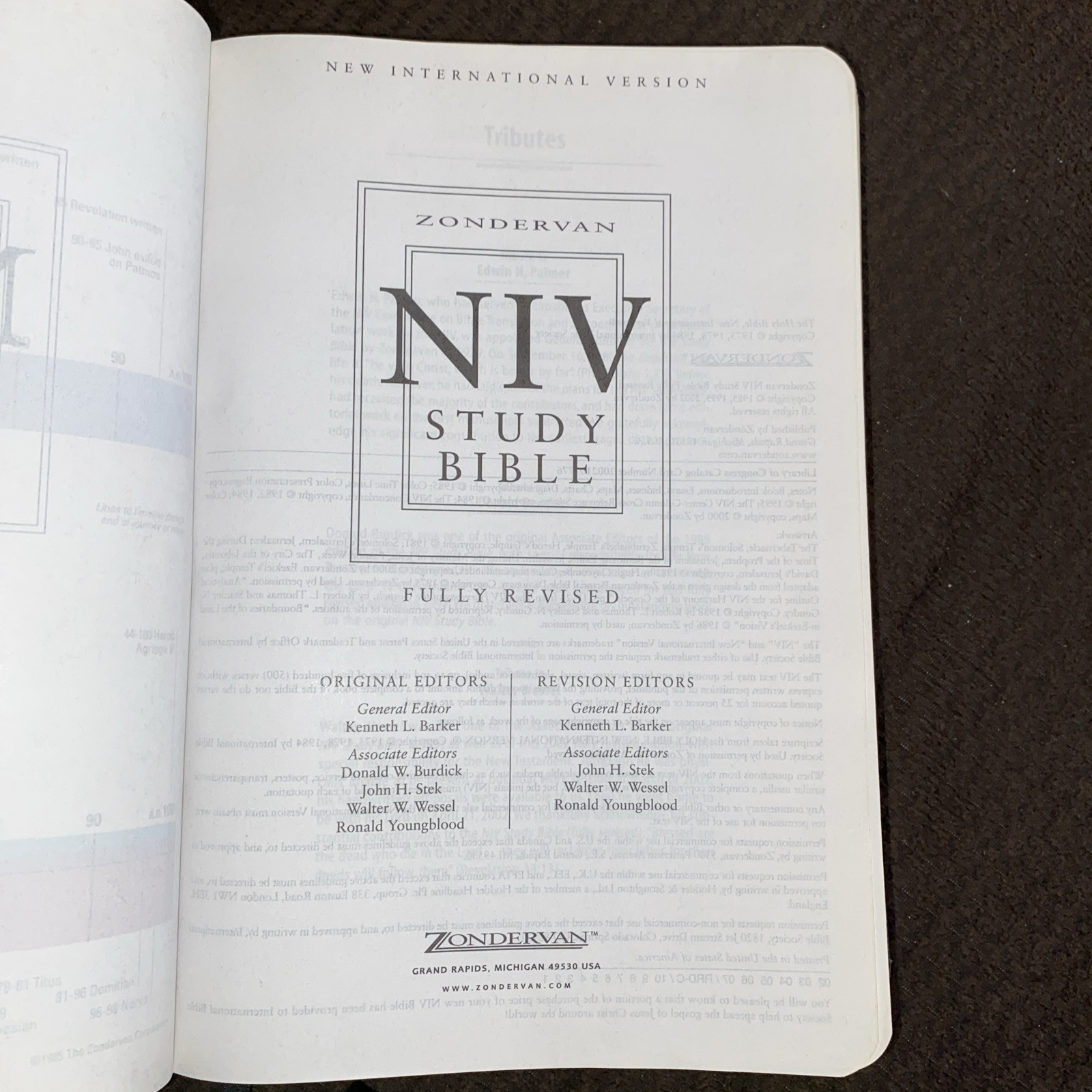 Zondervan NIV Study Bible Black Bonded Leather Red Letter- VG