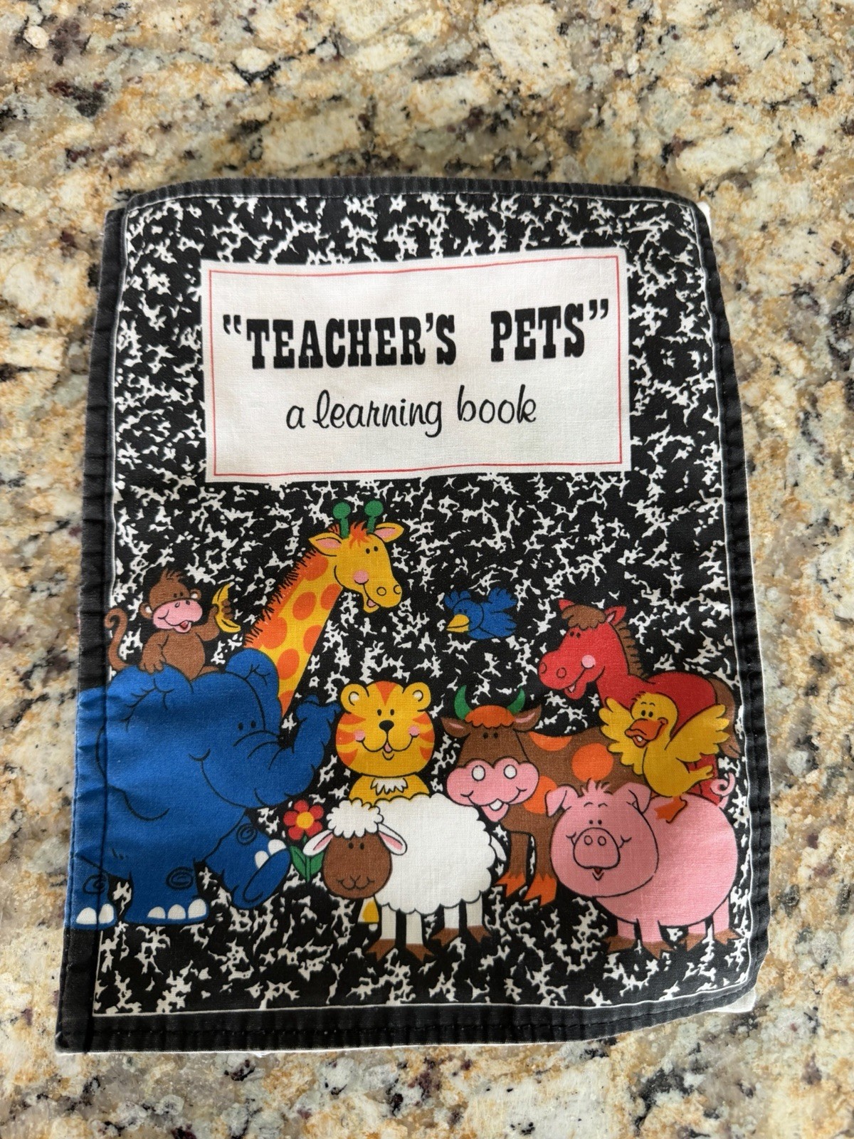 Teacher’s Pets Fabric Learning Book 10.5×8″ Personalized Vintage 1980’s.