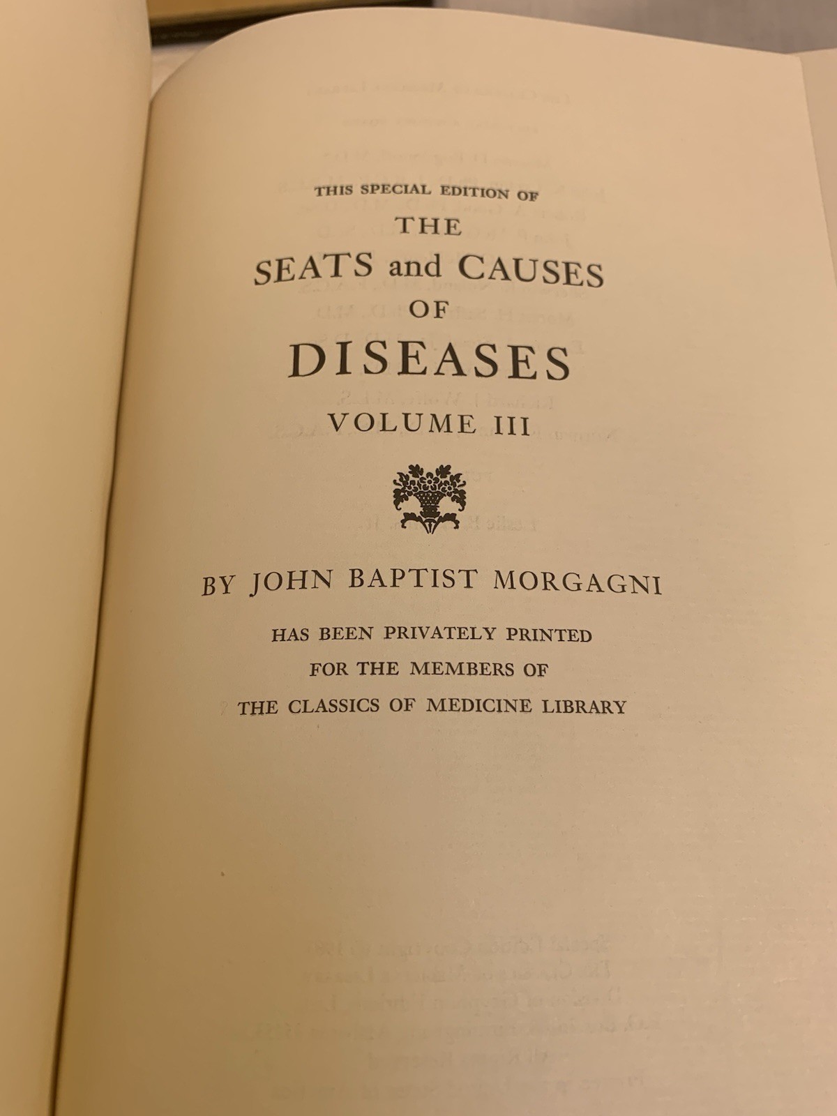 Morgagni SEATS & CAUSES OF DISEASES VOL 1 2 3 Classic of Medicine 1983 Near Mint