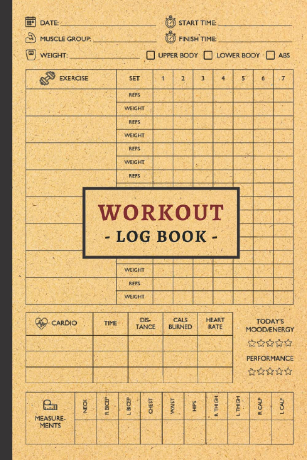 Workout Log Book – Weight Lifting Journal Notebook – 120 Pages, Yellow Cover