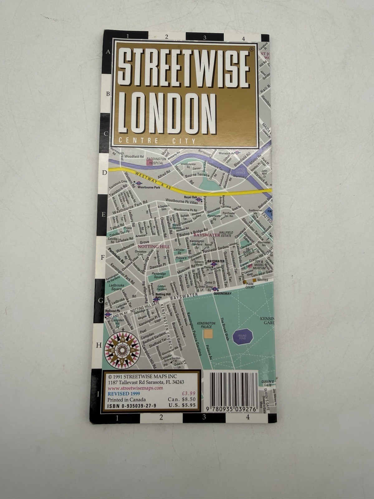 Streetwise London Centre City Laminated Sheet Map Folded 1999