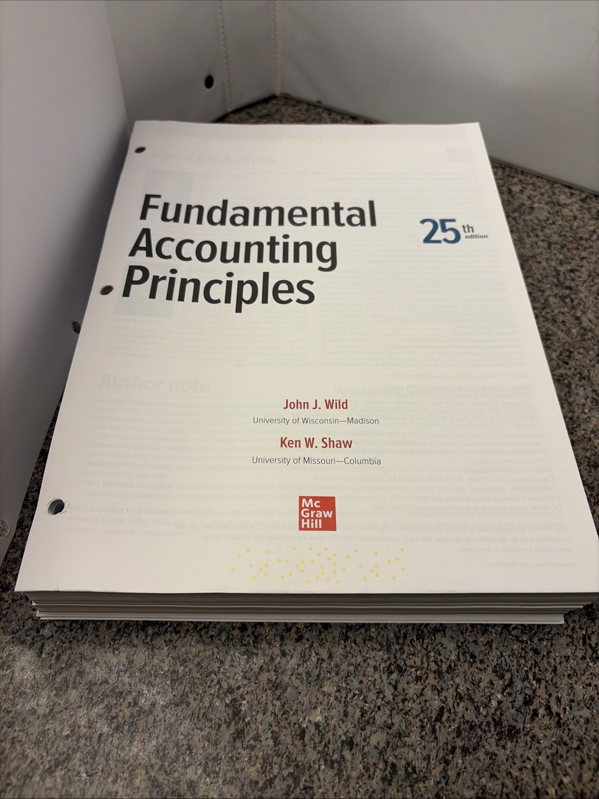 Fundamental Accounting Principles, 25th Ed. by Wild & Shaw, new w/o access code