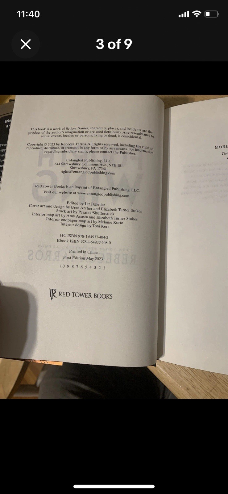 Fourth Wing By Rebecca Yarros 1st Edition 1st Printing Sprayed Edges