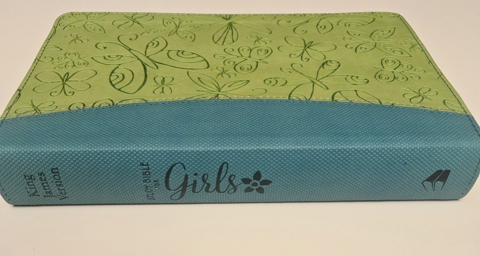 King James Version KJV Girls Study Bible Turquoise Butterfly Design Duravella