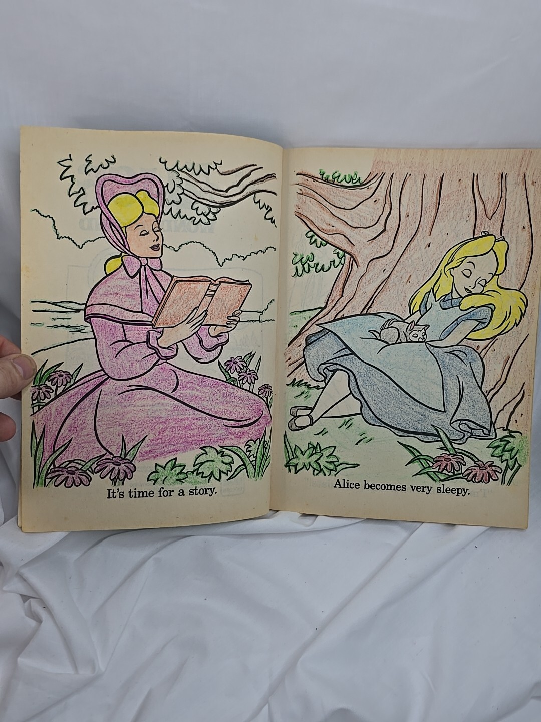 Alice In Wonderland Coloring Book Walt Disney Has Pages Colored In Vintage