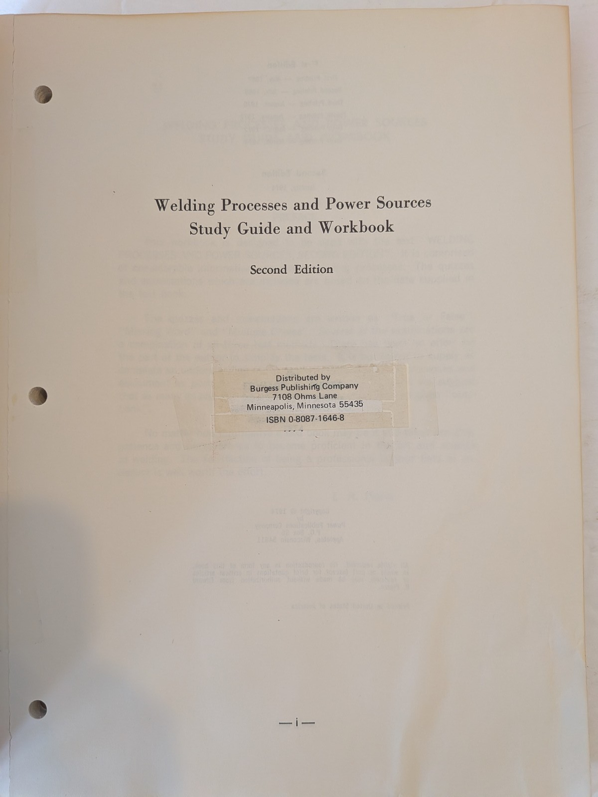 Welding Processes & Power Sources Study Guide Workbook 2nd Ed Edward R. Pierre 1