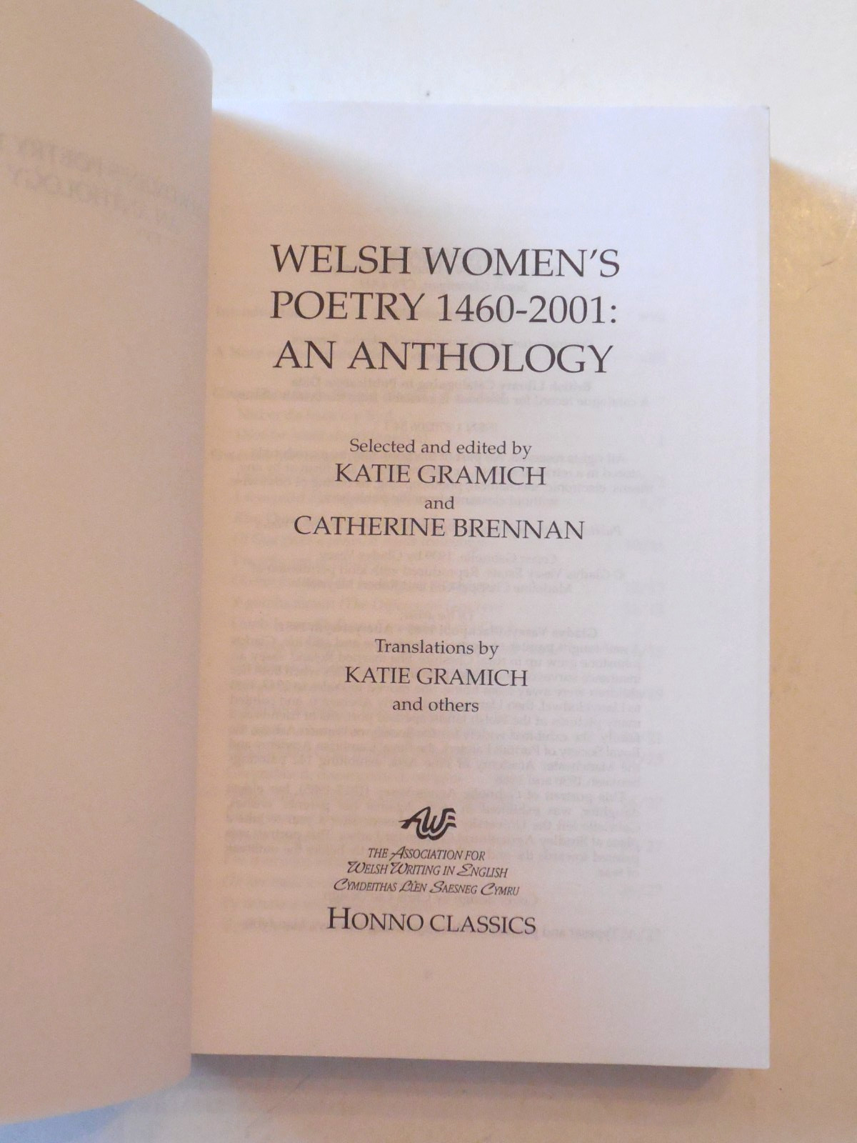 Welsh Women’s Poetry, 1460-2001 : An Anthology by Katie Gramich & Brennan PB