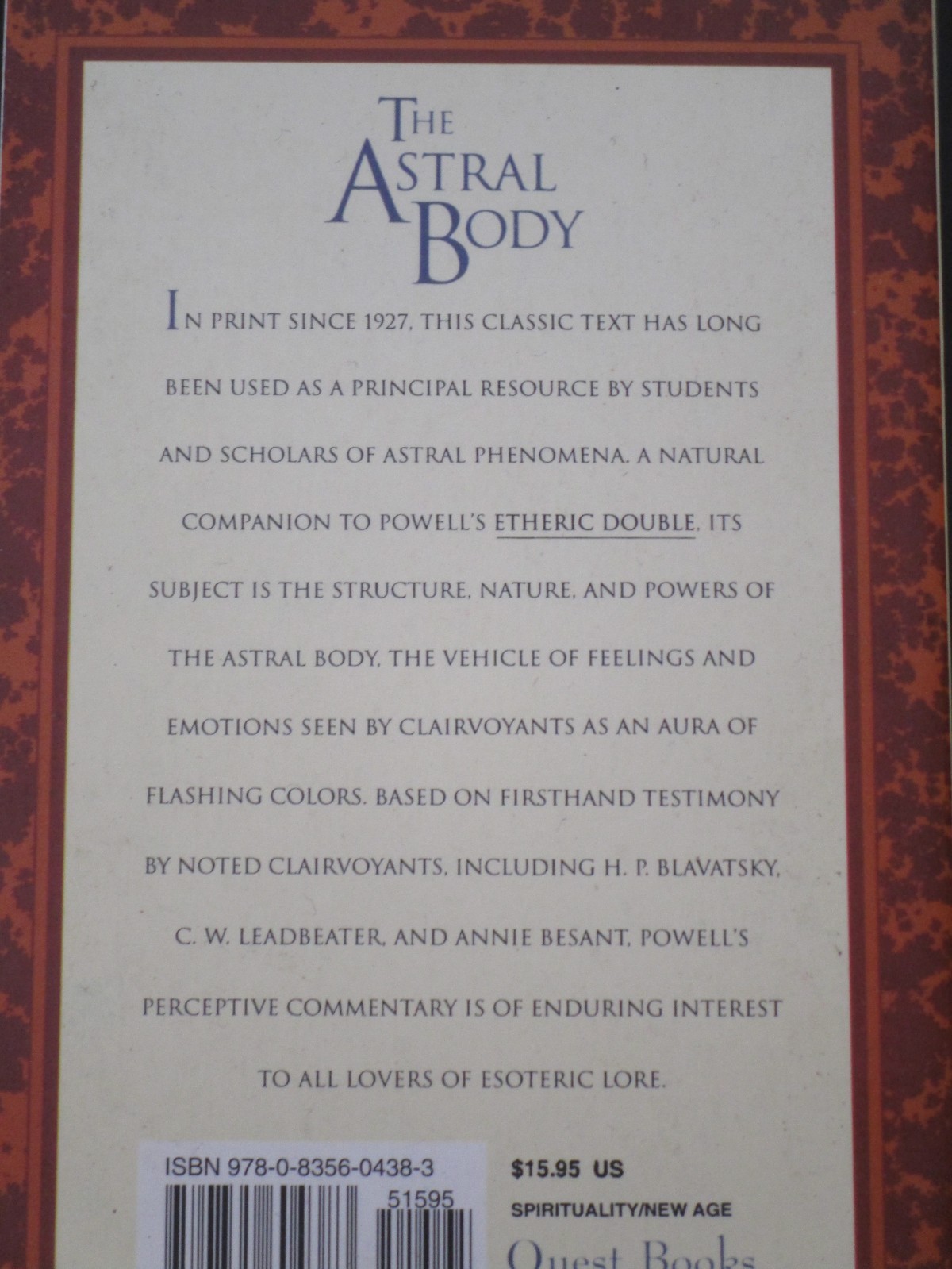 4 Books: The Mental Body, The Astral Body, The Etheric Double, and Thought Forms
