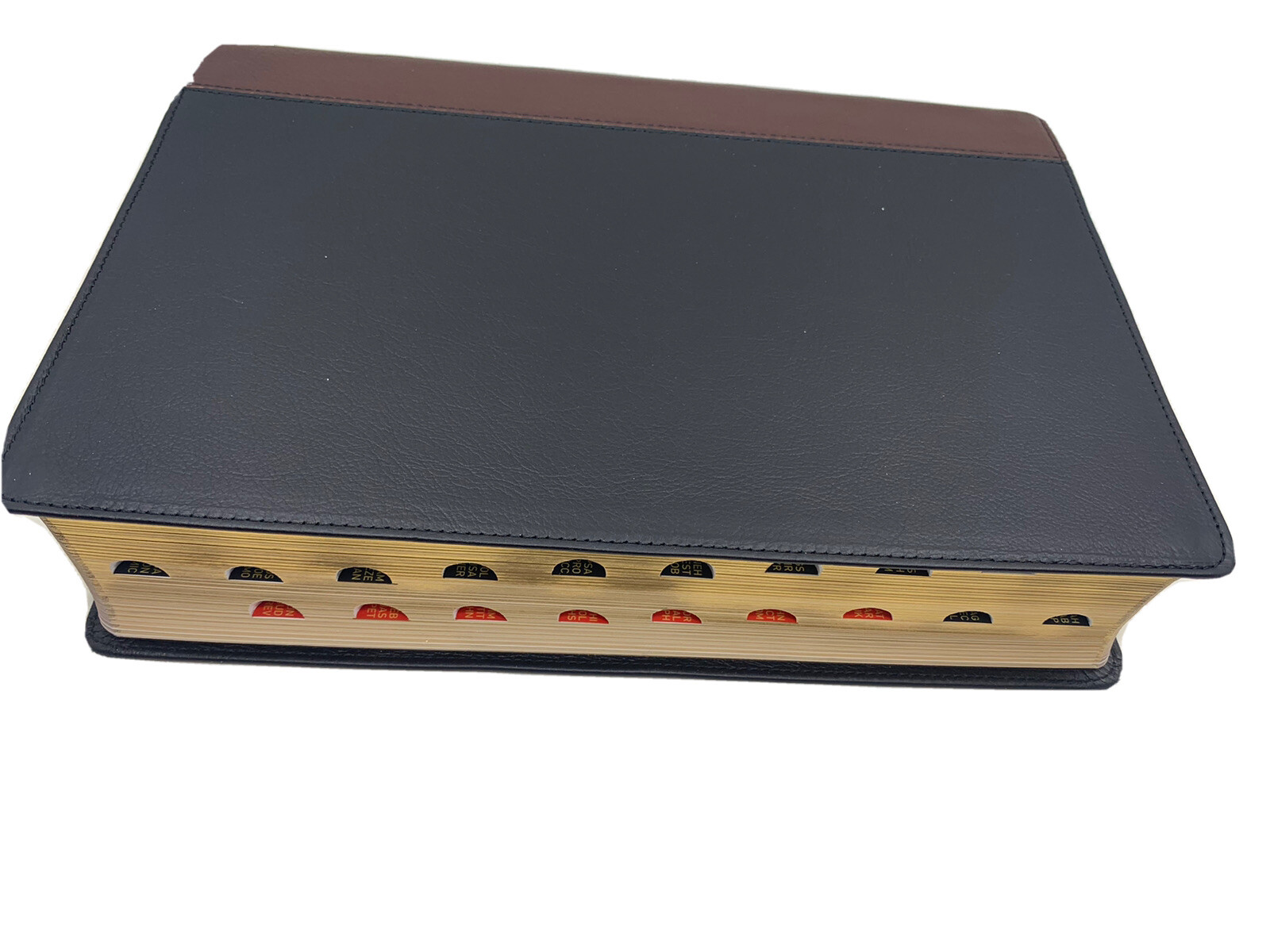 KJV Large Print Study Bible Two-Tone Black/Burgundy Full Grain Leather INDEX 11P
