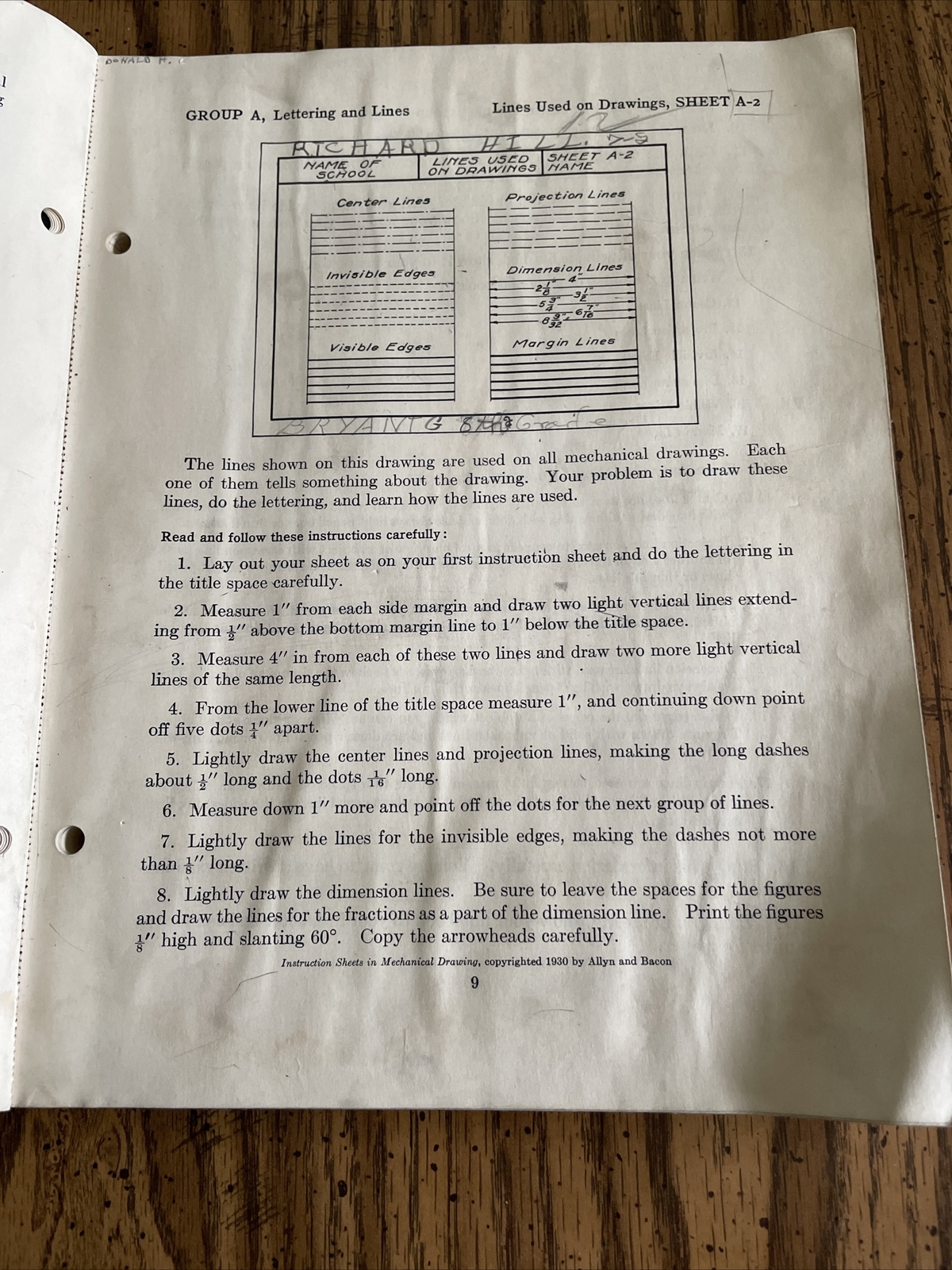 Instruction Sheets in Mechanical Drawing 1930 Elmer A. Rotmans – Allyn And Bacon