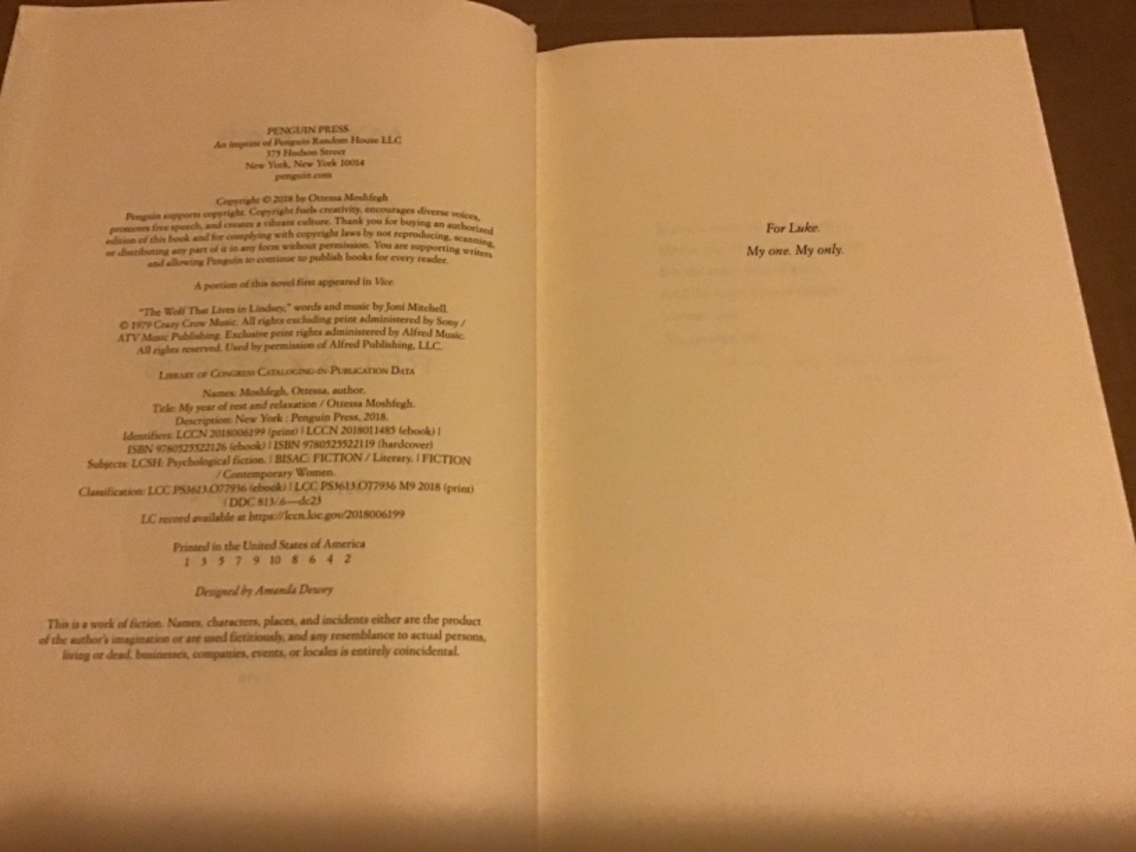 My Year of Rest and Relaxation by Ottessa Moshfegh-Hardcover-GOOD-NO Dust Jacket