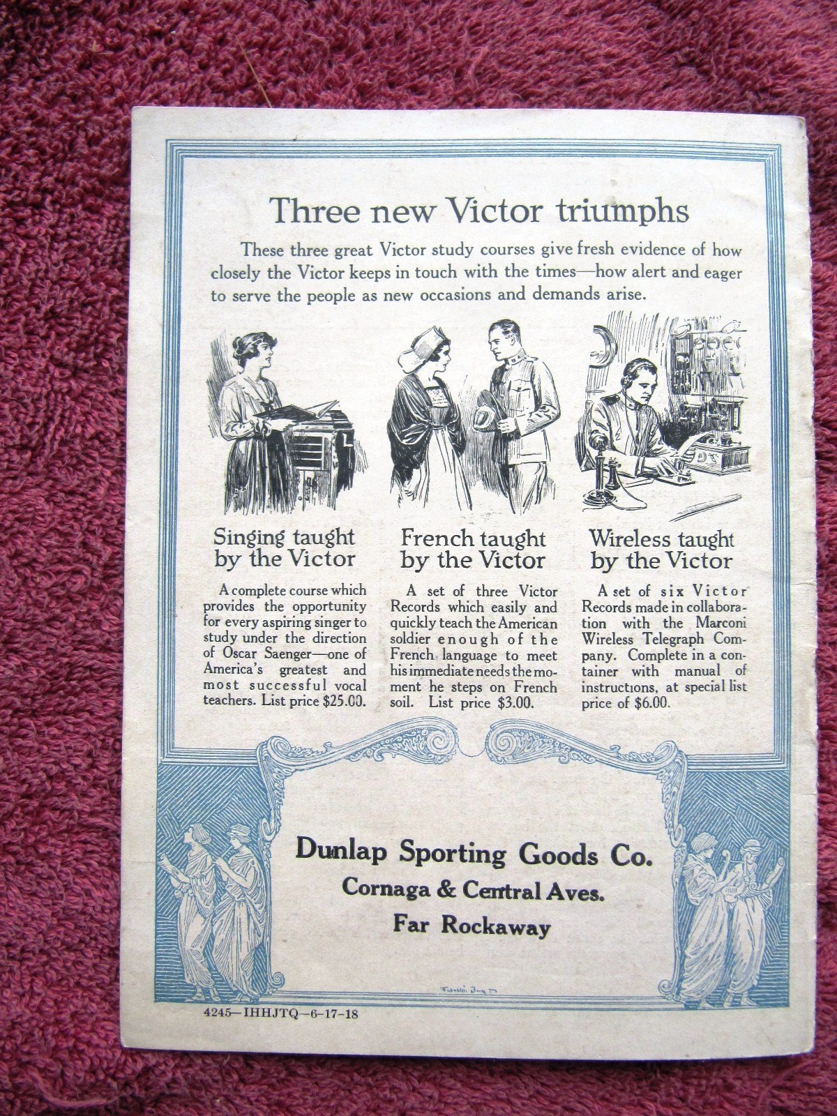 New VICTOR RECORDS Aug 1918 VICTOR HERBERT Amercian Fantasie Victrola CATALOG