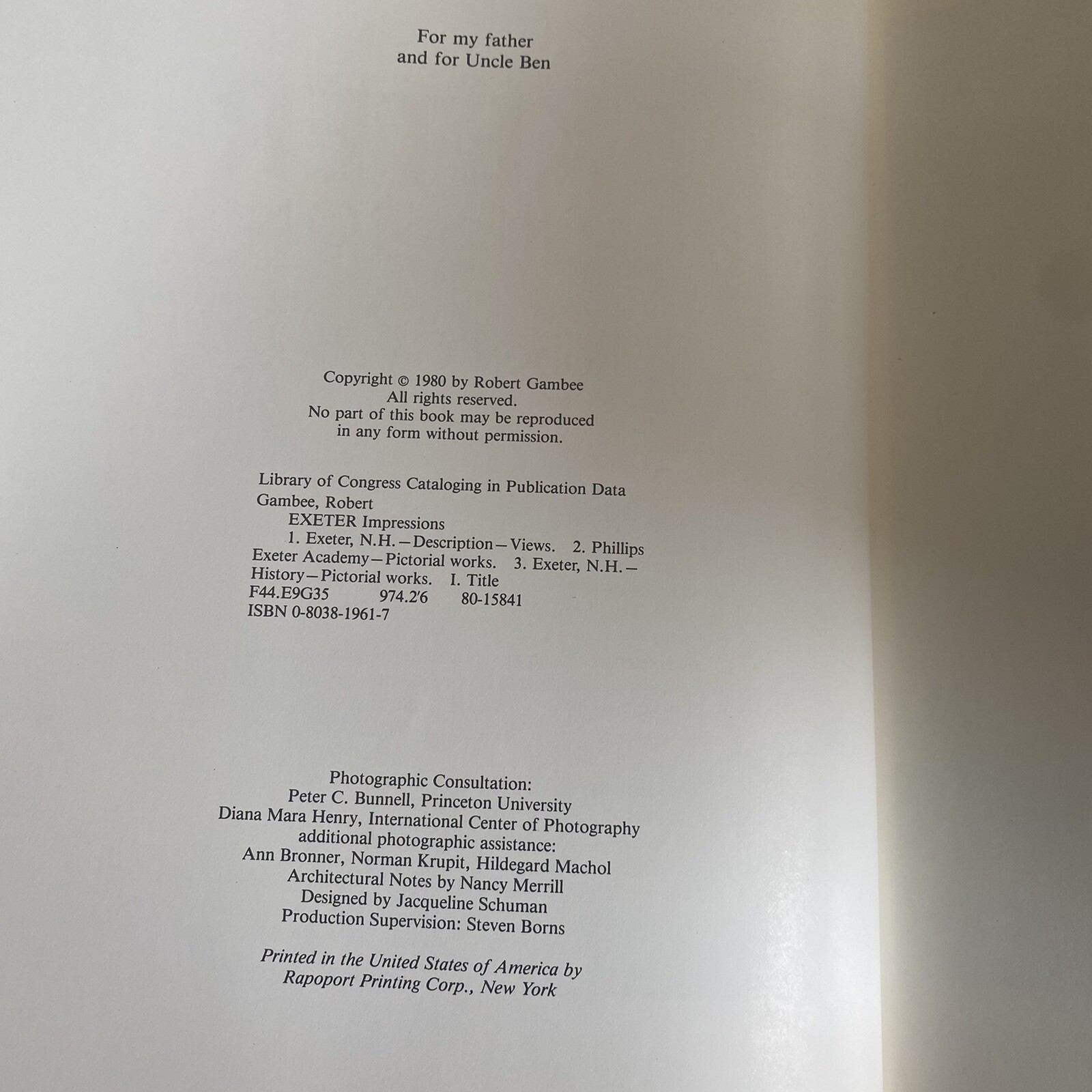 Exeter Impressions Book Signed Robert Gambee 1980 Hardcover DJ 208 Pages EUC