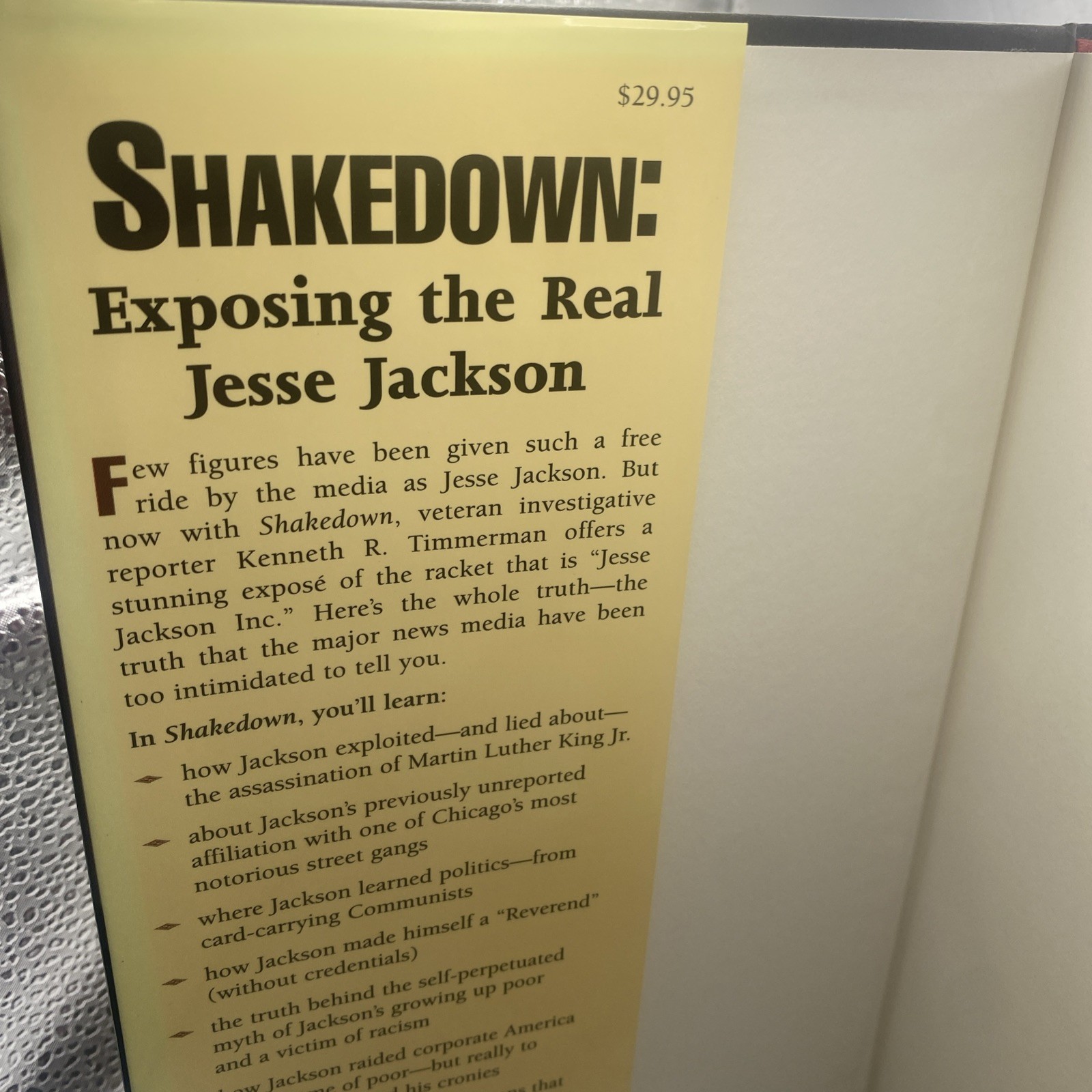Shakedown Exposing Real Jesse Jackson Kenneth Timmerman 2002 Nonfiction Regnery