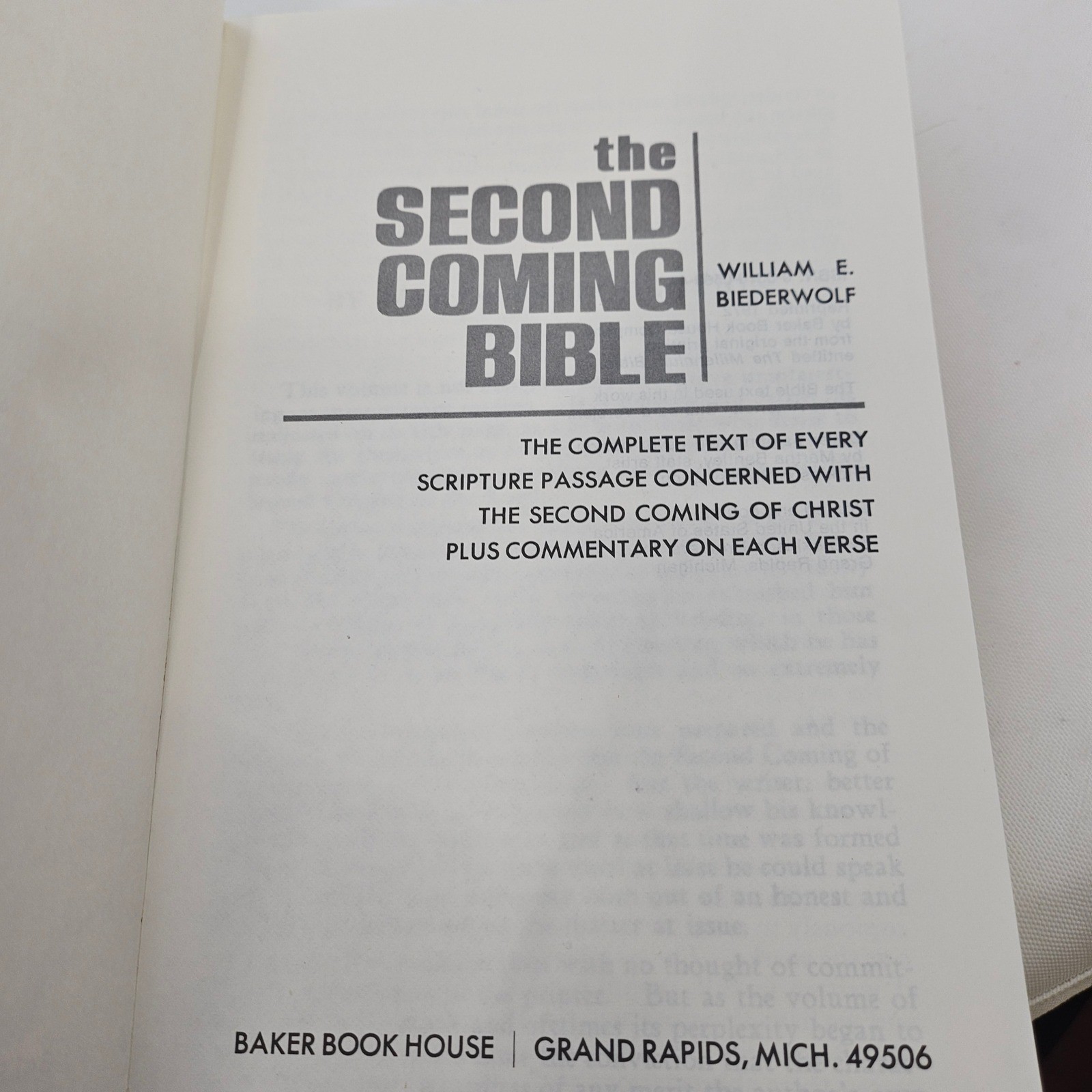 The Second Coming Bible William Biederwolf 1972 Baker Book House Commentary ASV