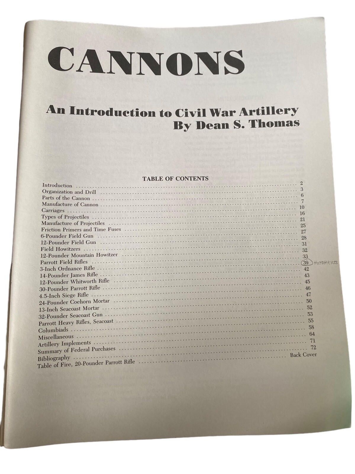 Cannons – An Introduction to Civil War Artillery Paperback Dean Thomas 72 Pages