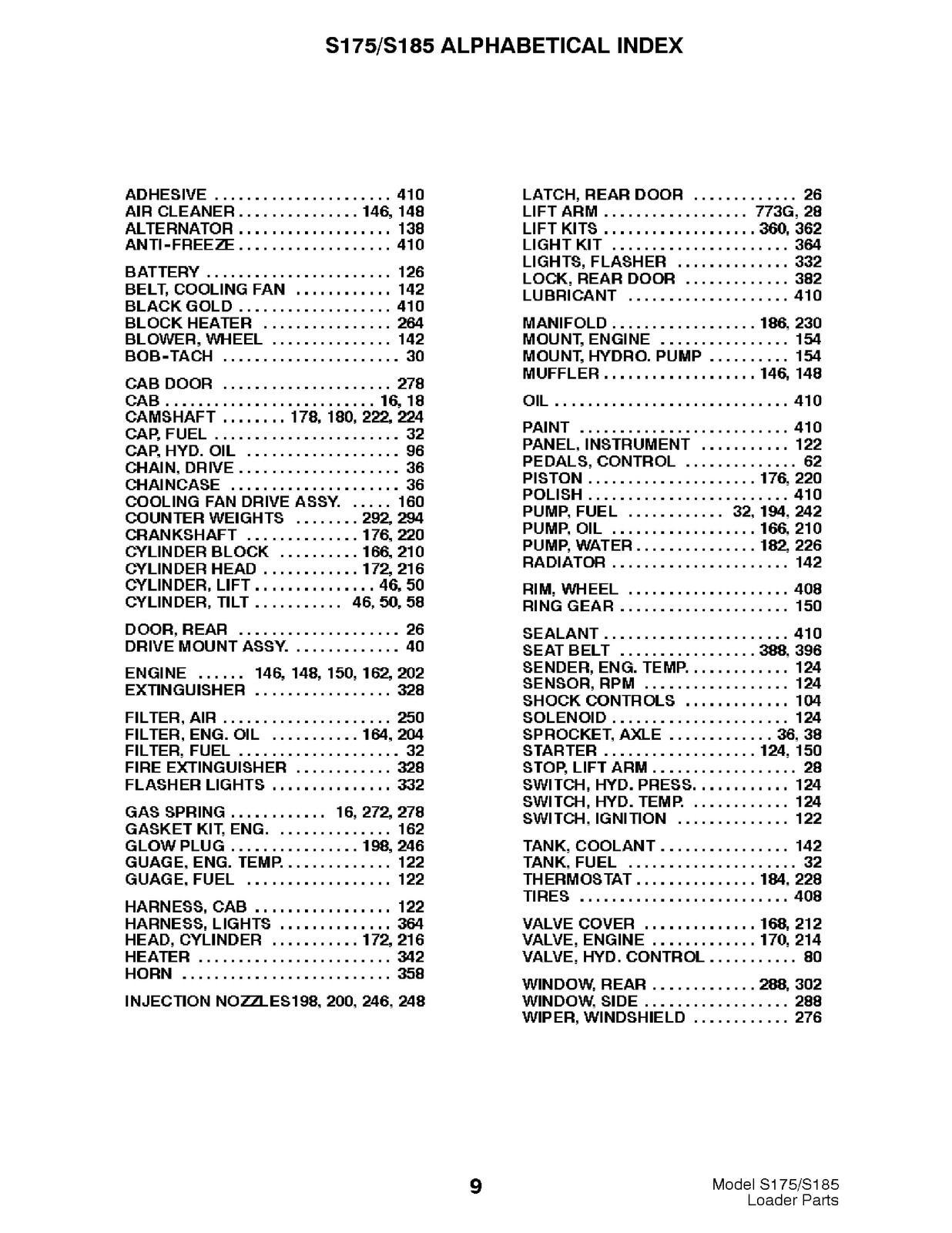 BOBCAT S175 S185 Parts Manual 2003 SN 517625001 Up – WIRE BOUND – TOUGH COVERS