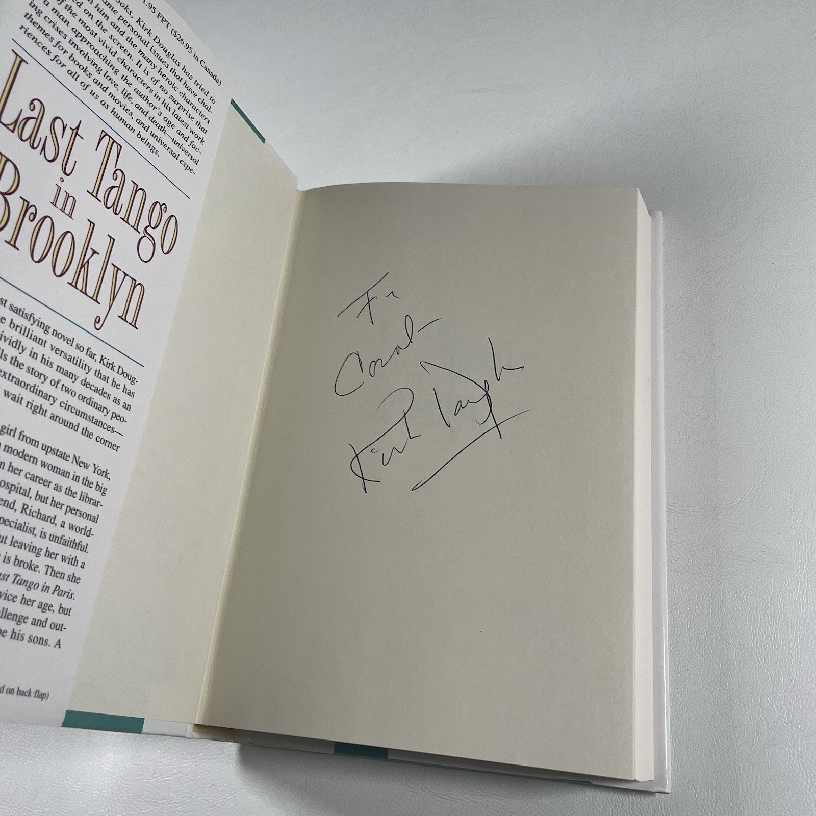 Kirk Douglas Last Tango In Brooklyn Signed Book 1994 Autographed Warner Books