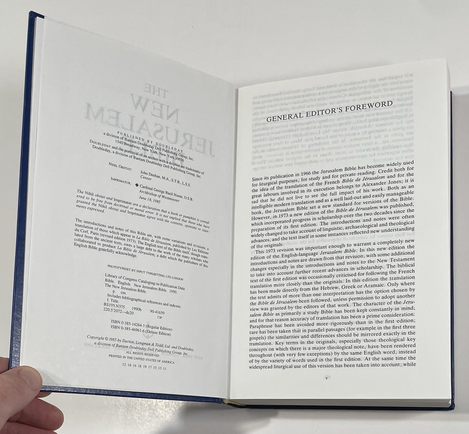 THE NEW JERUSALEM BIBLE Doubleday 1985 Deluxe Edition Blue Hardcover