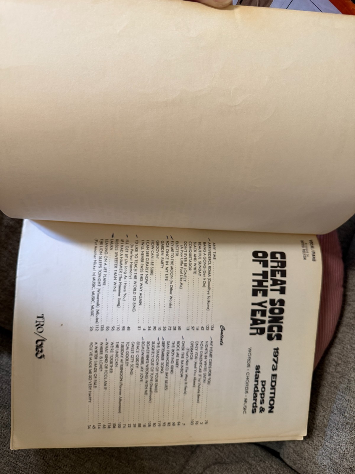 Great Songs of Year 1973 Pops & Standards Vocal Piano Chords 50 Songs Vintage PB