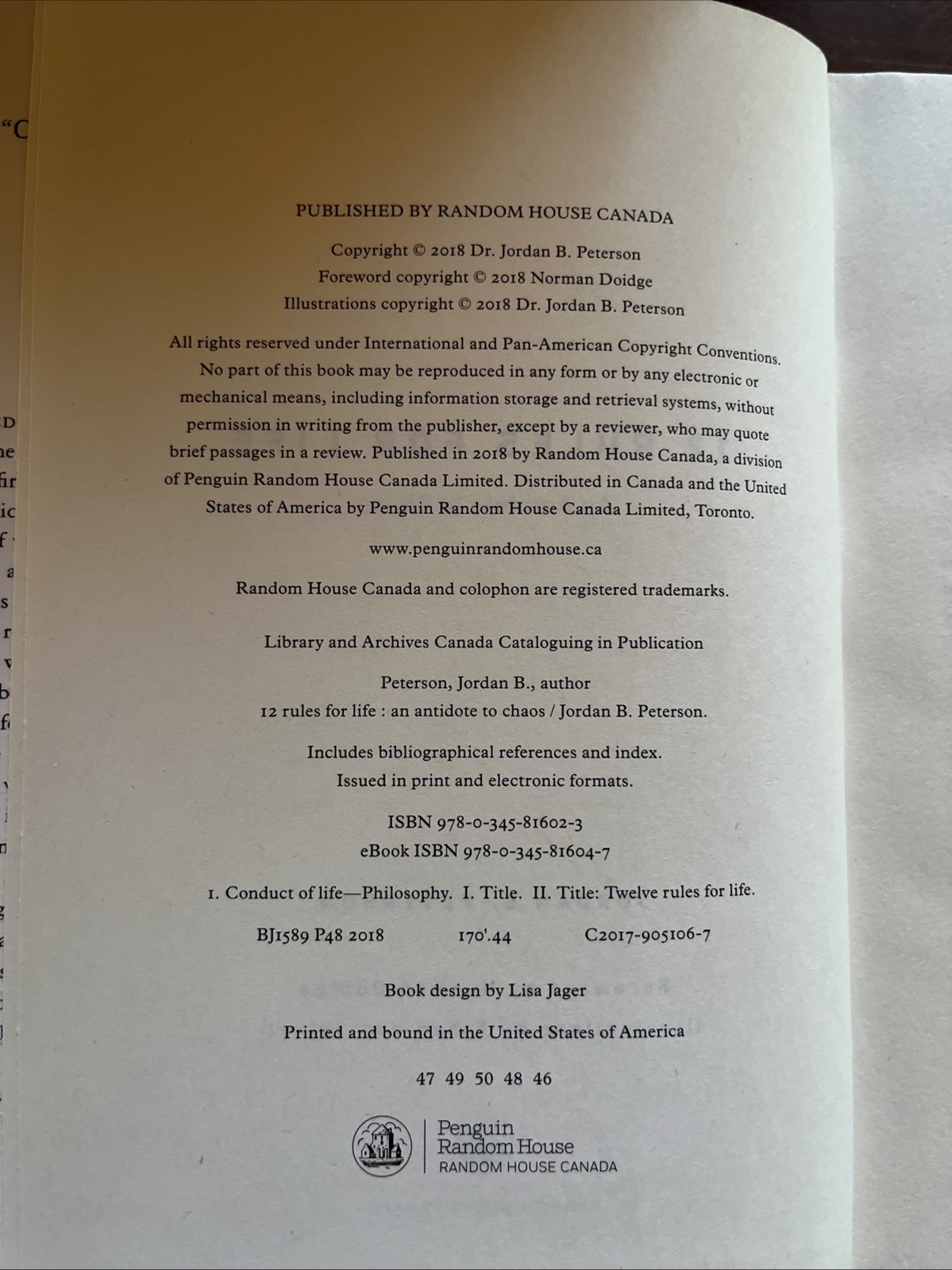 12 Rules for Life by Jordan B. Peterson (2018, Hardcover, First Ed/Later Print)
