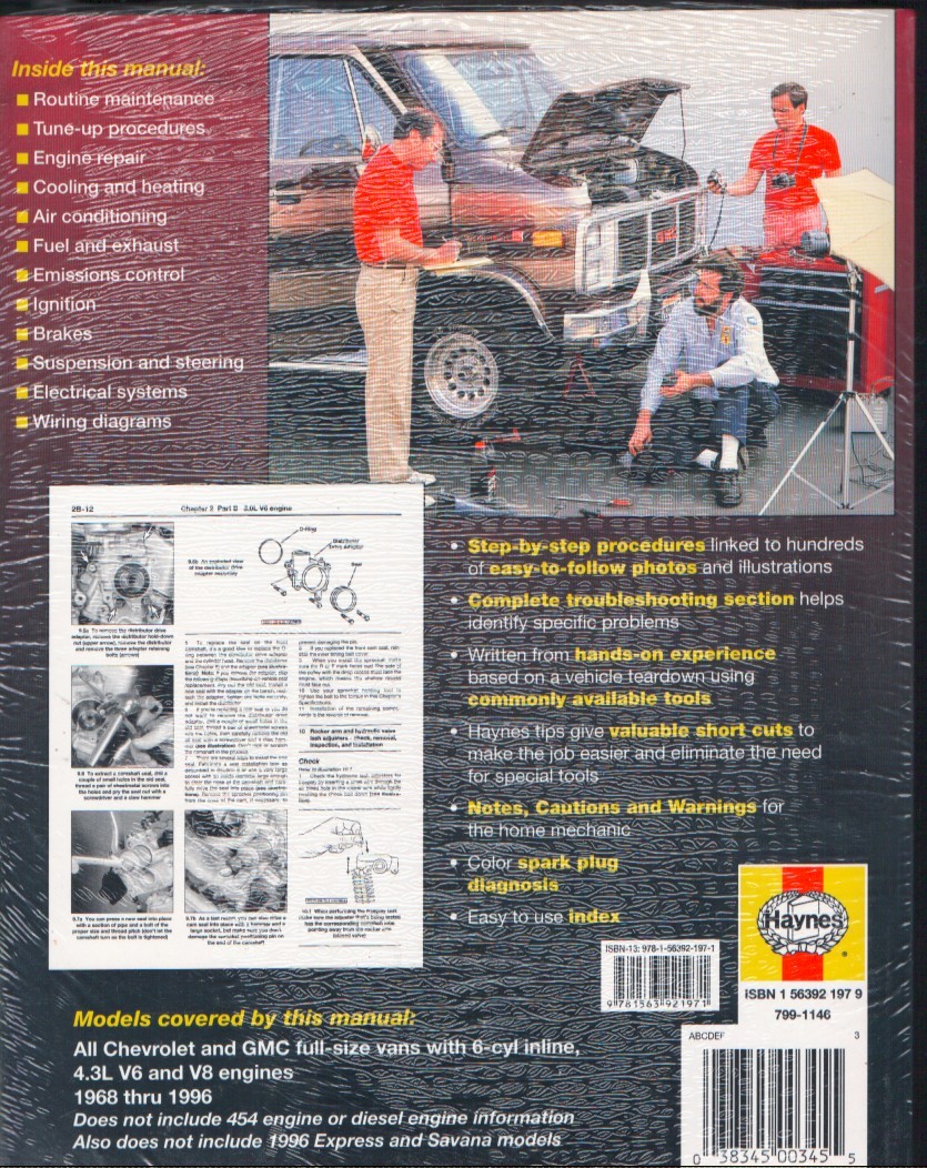 Haynes Chevrolet GMC Full-size Vans 1968-1996 Repair Manual MN3072