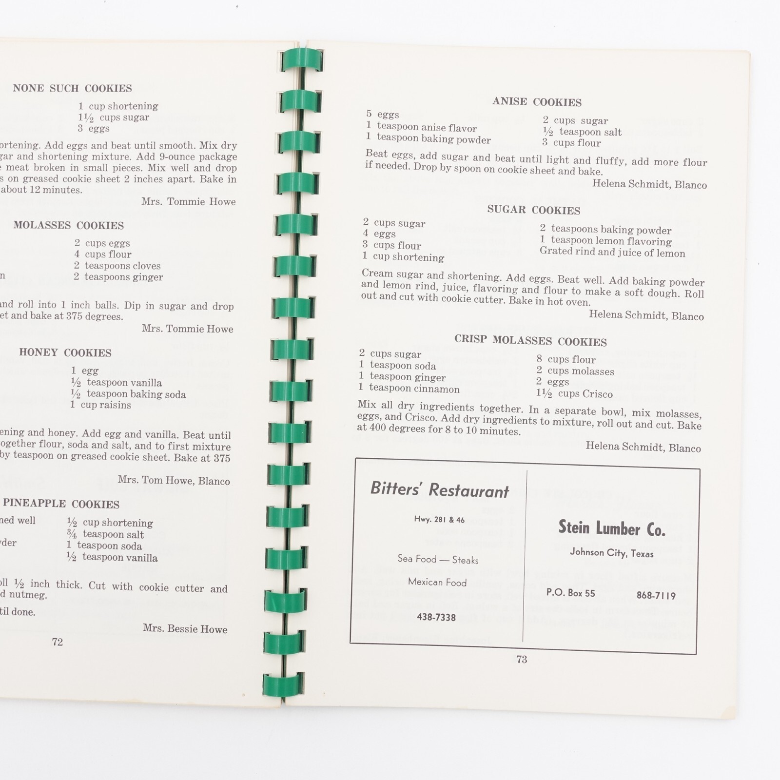 Blanco Country Cook Book Texas 1971 Edition 112 pages GBC Paperback
